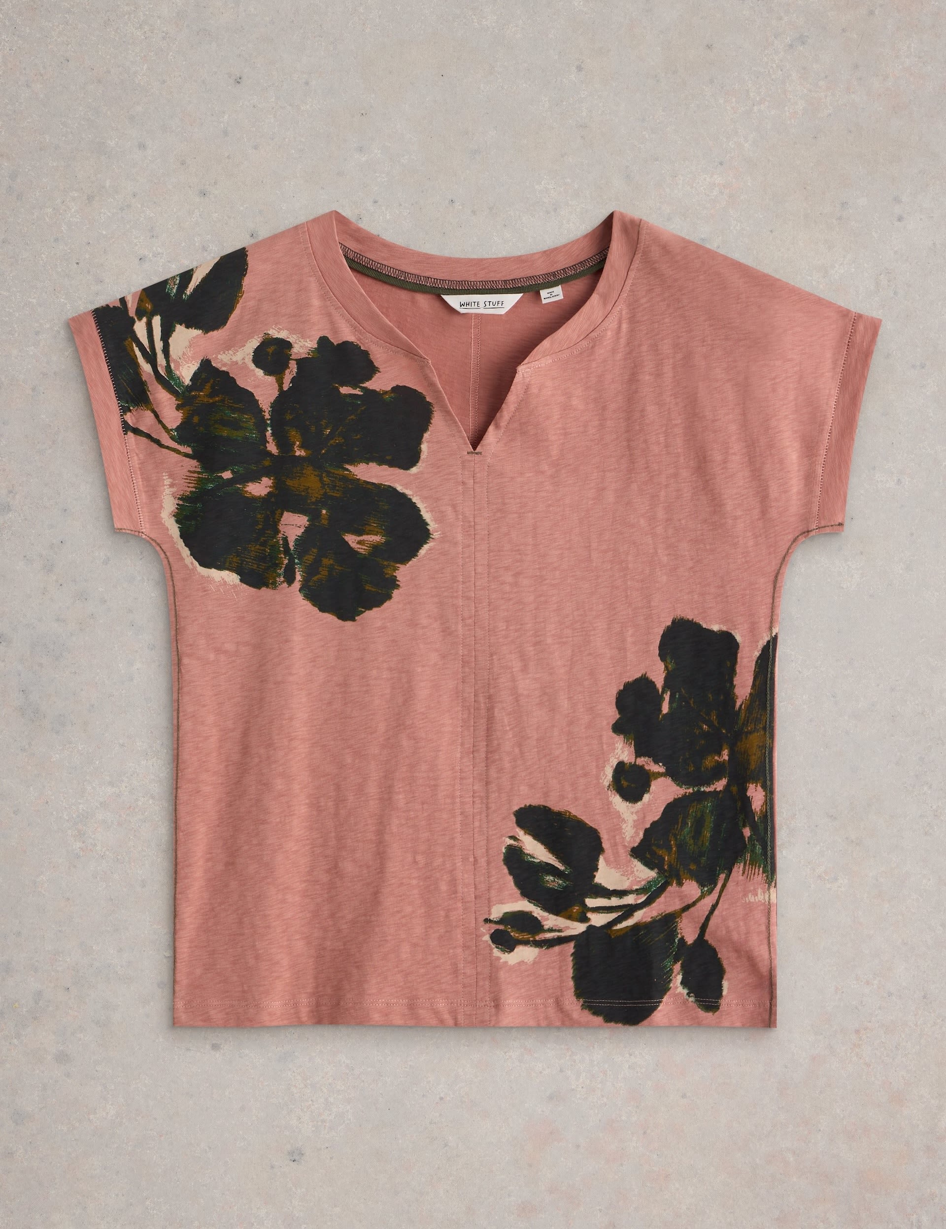 White Stuff Women's Pure Cotton Printed T-Shirt - 12 - Pink Mix, Black Mix,Blue Mix,Navy Mix,Pink Mi