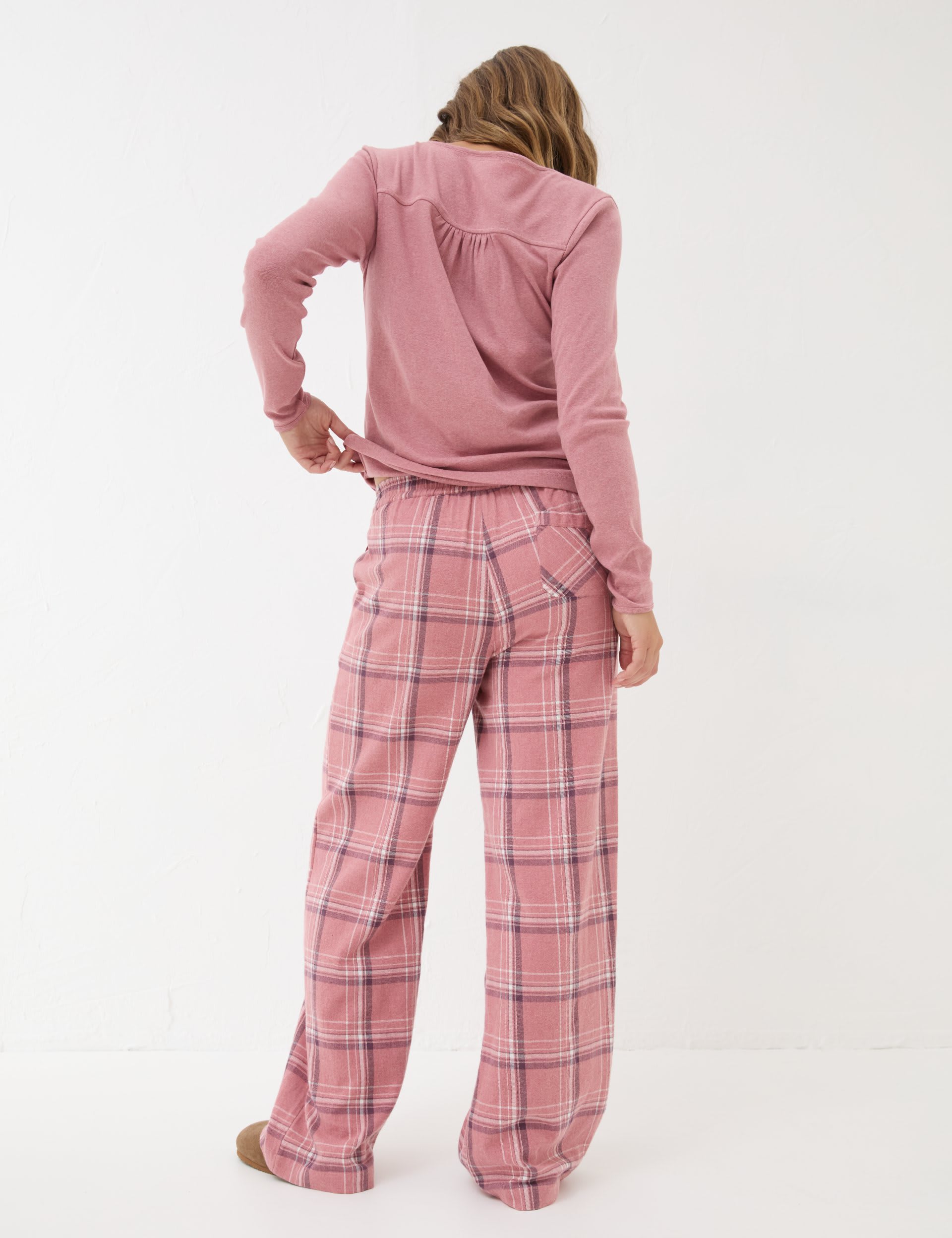 Fatface Women's Pure Cotton Checked Pyjama Bottoms - 20REG - Pink, Pink