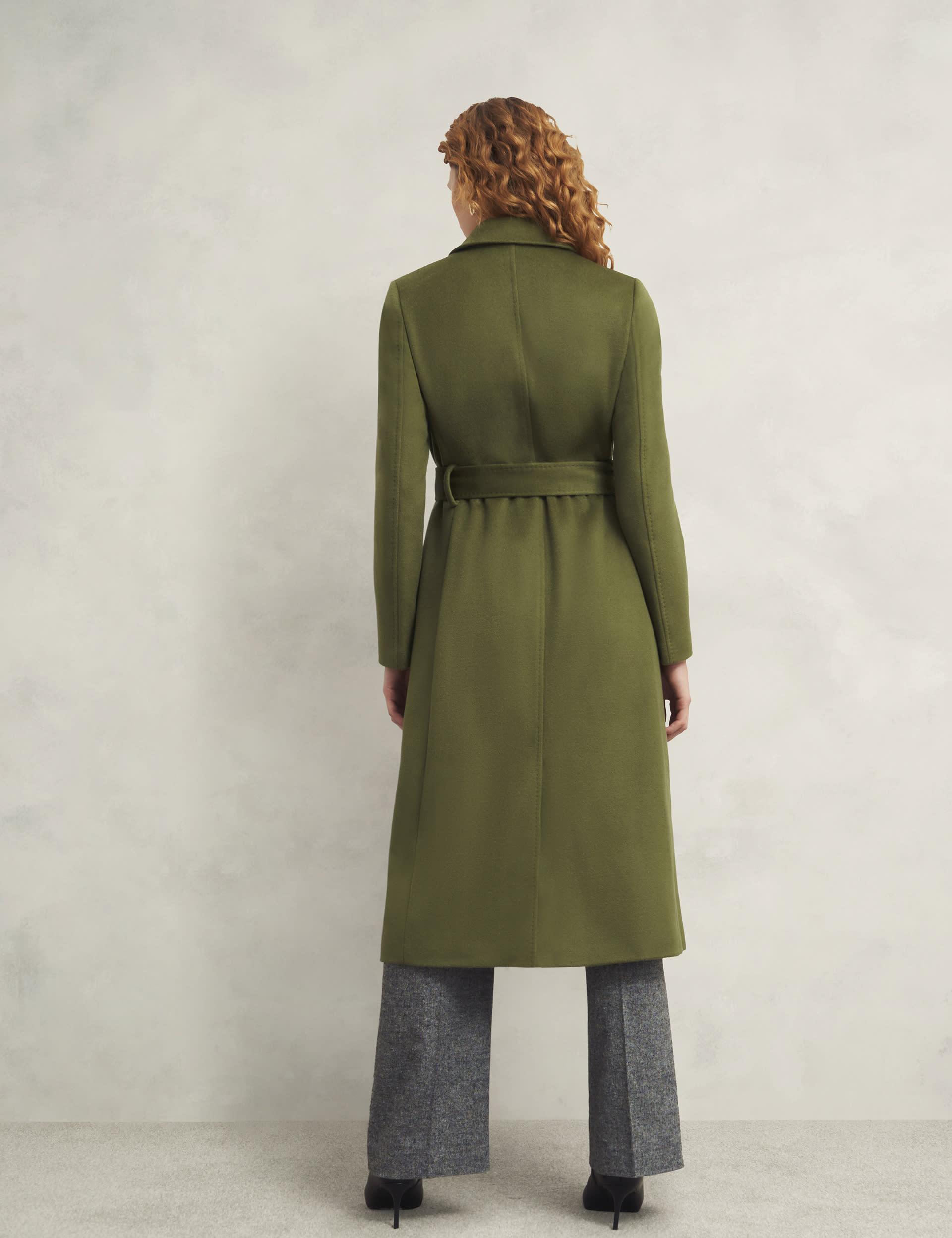 Hobbs Women's Pure Wool Belted Collared Tailored Coat - 12REG - Green, Green