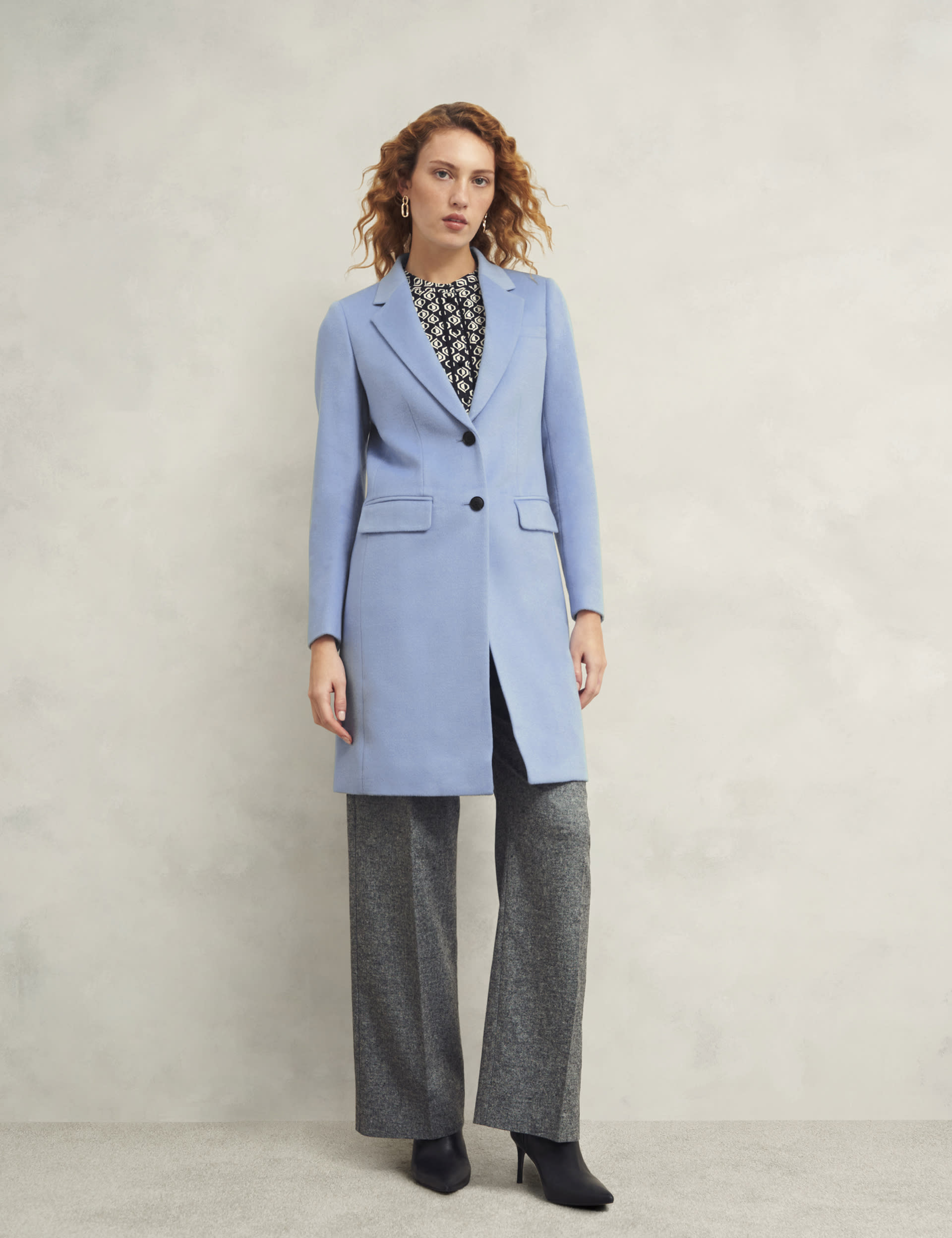 Hobbs Women's Pure Wool Longline Tailored Coat - 14REG - Blue, Blue