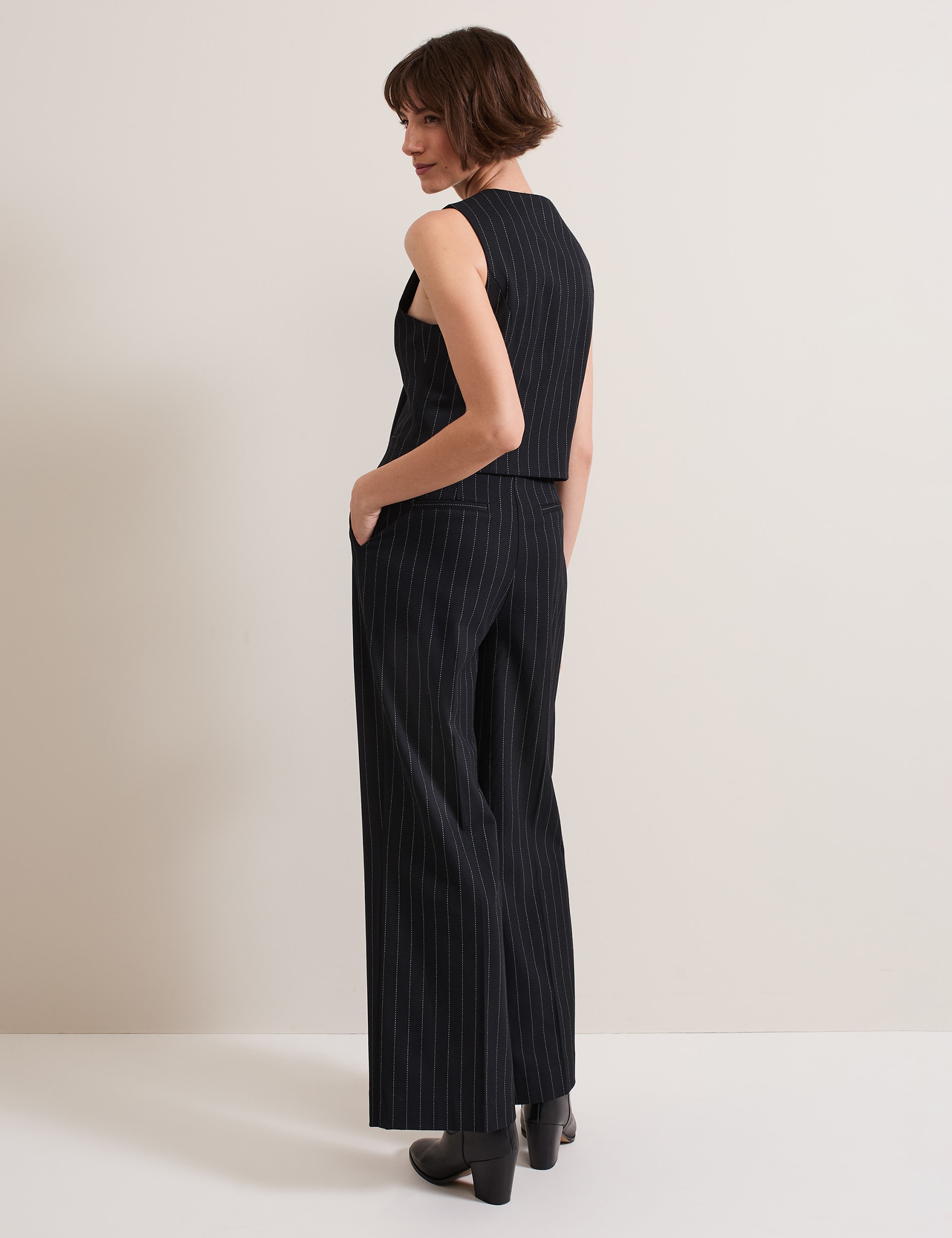 Phase Eight Women's Pinstripe Wide Leg Trousers - 16 - Navy, Navy