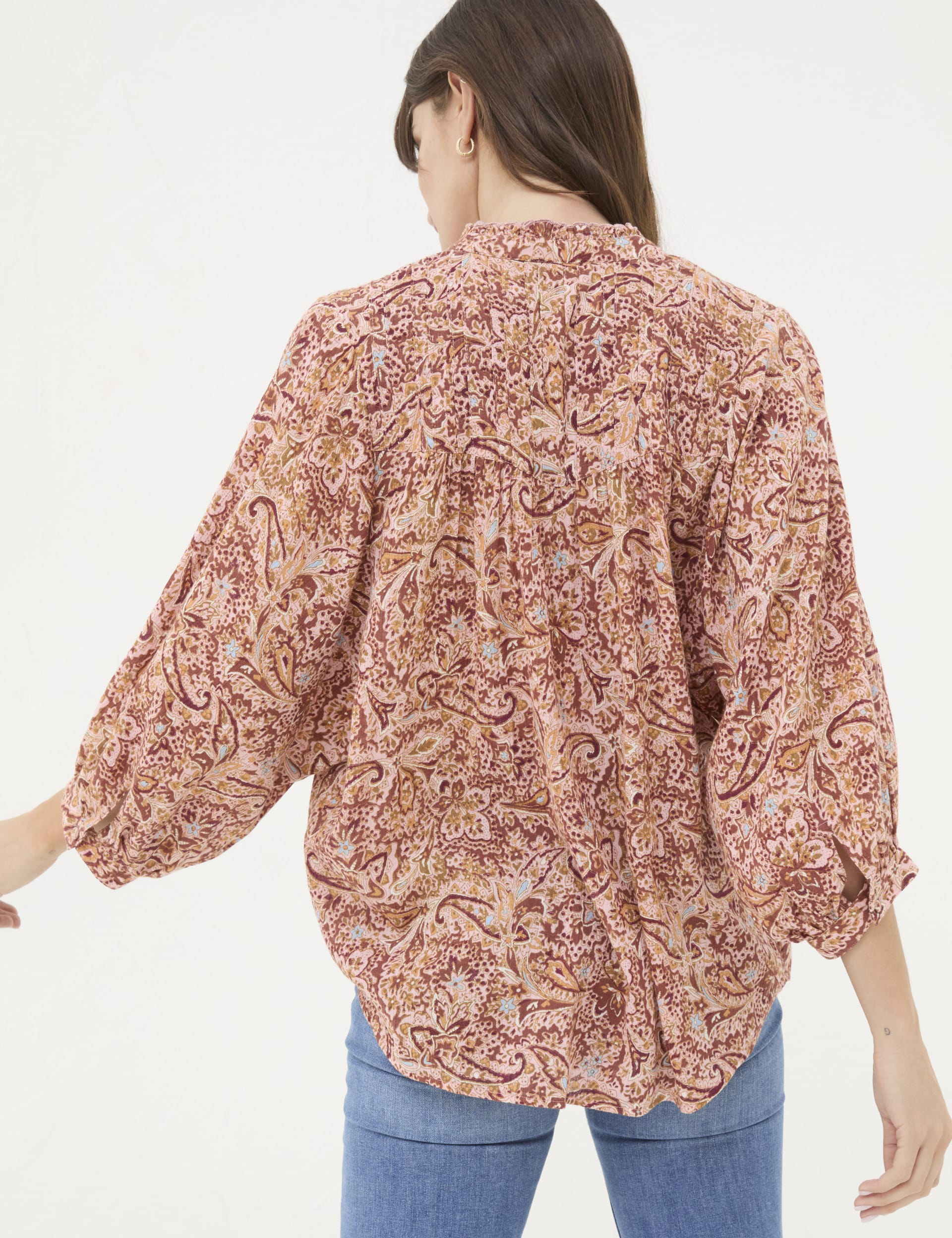 Fatface Women's Pure Cotton Paisley Blouse - Red Mix, Red Mix