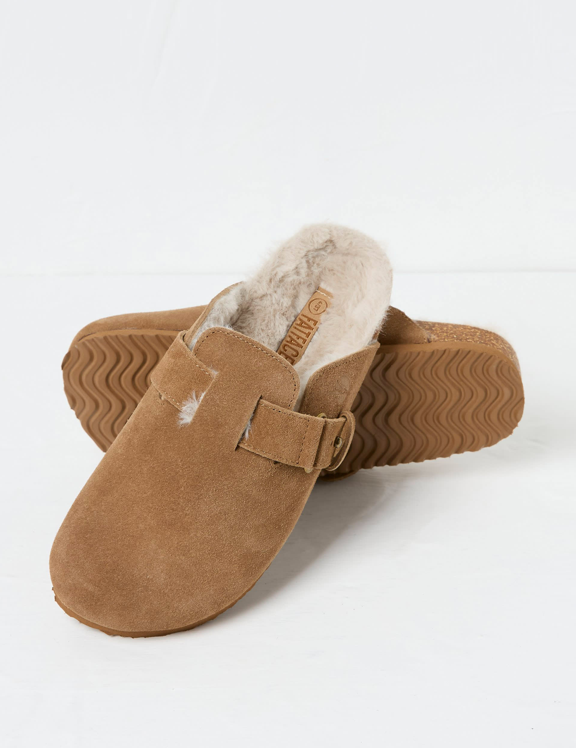 Fatface Women's Suede Buckle Mule Outdoor Slippers - 5 - Tan, Tan