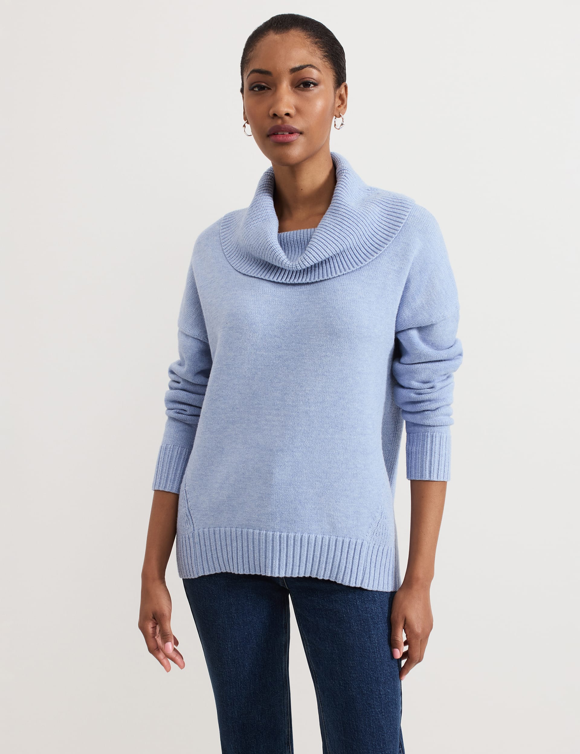 Phase Eight Women's Textured Cowl Neck Jumper - XS - Blue, Blue