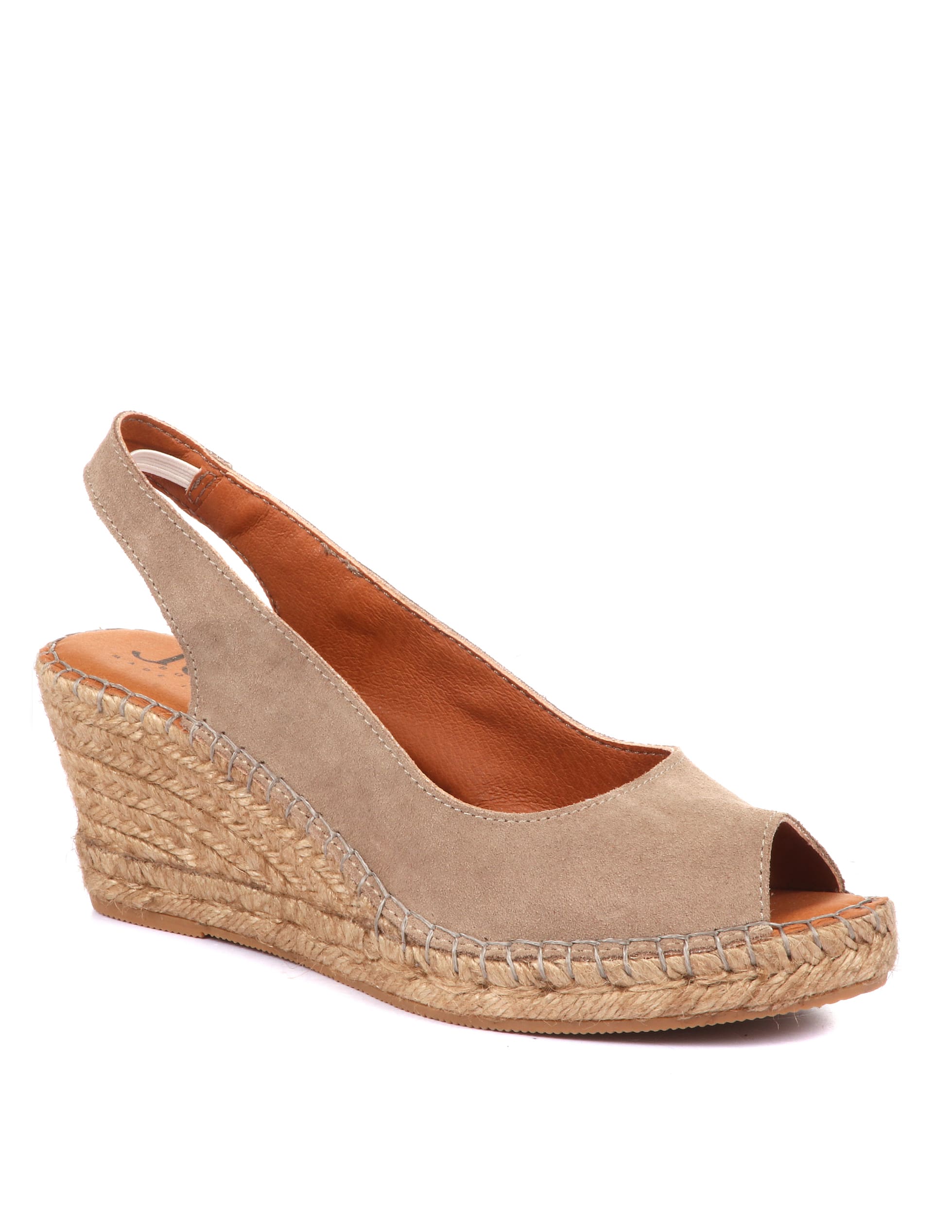 Jones Bootmaker Women's Leather Slingback Wedge Espadrilles - 6 - Sand, Gold Mix,Sand