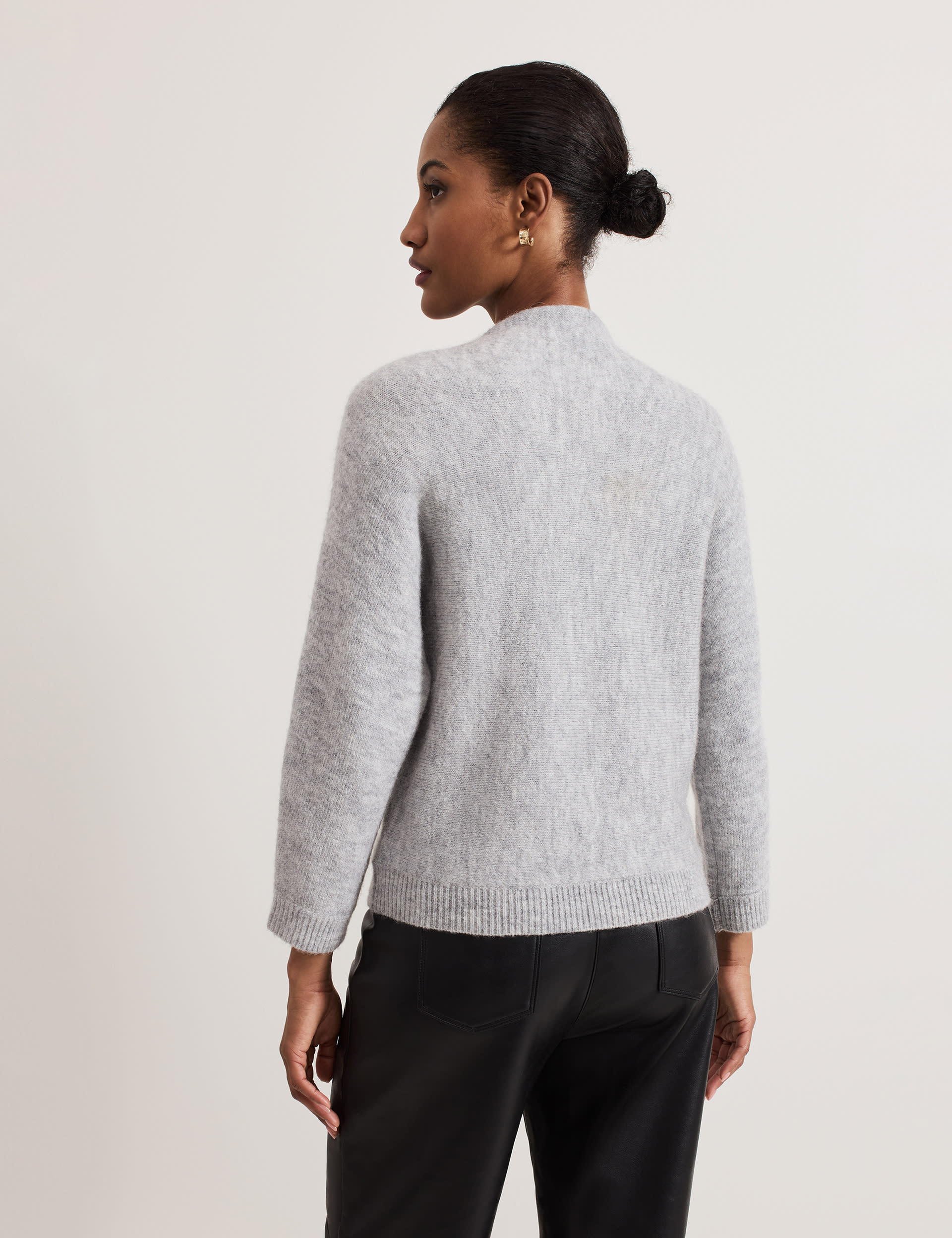 Phase Eight Women's Floral Embellished Jumper with Wool - Grey Mix, Grey Mix