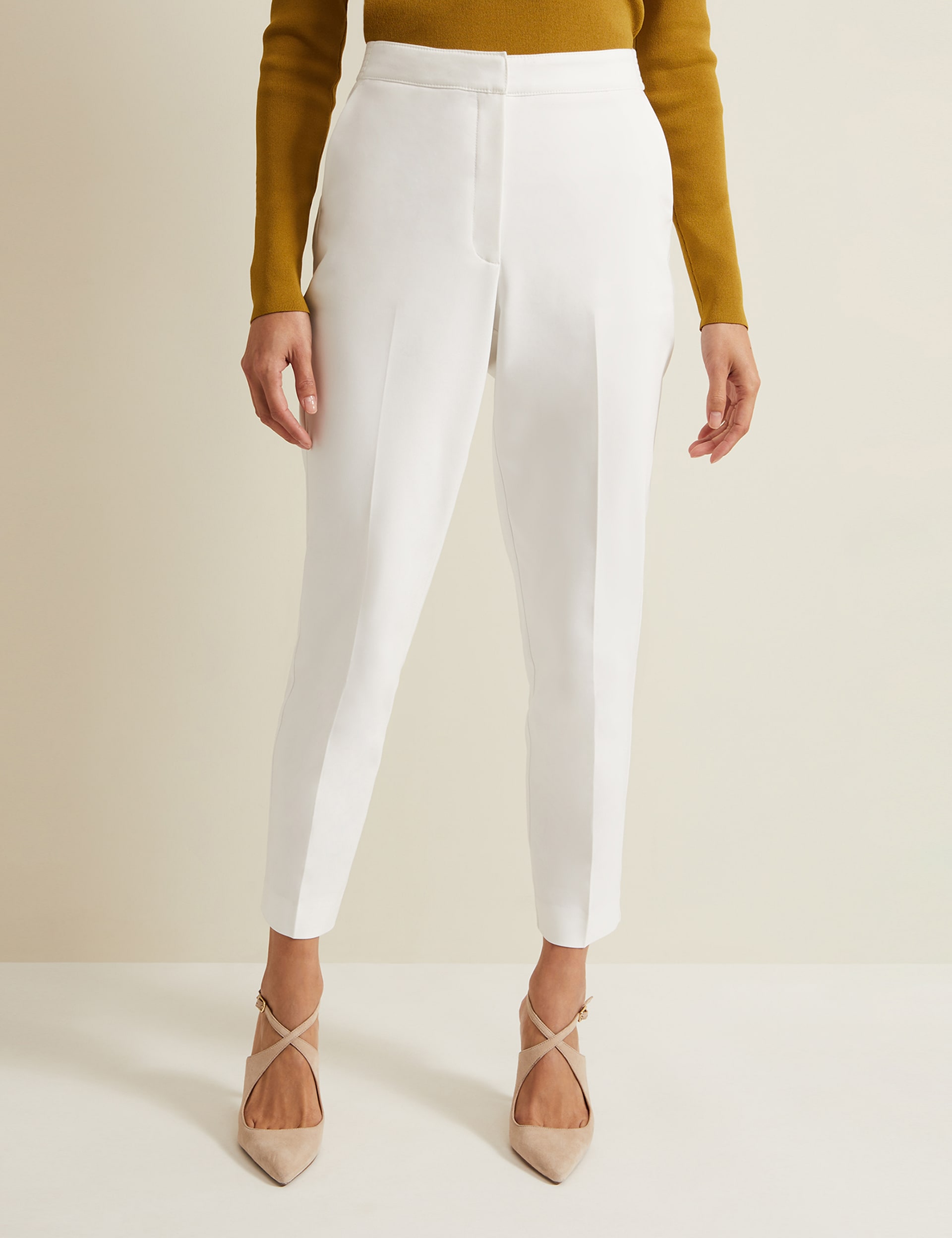 Phase Eight Women's Cotton Blend Tapered Trousers - 10 - White, White