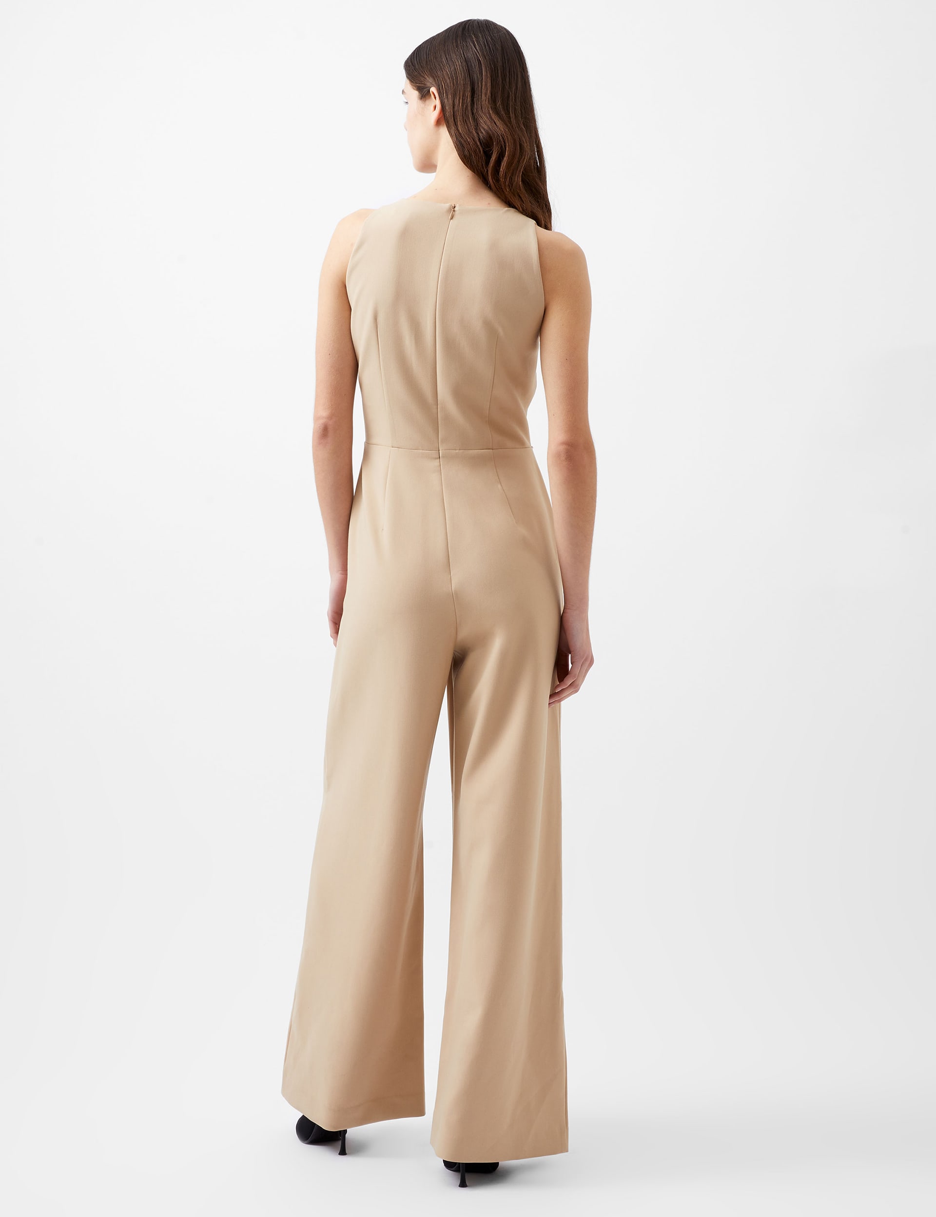 French Connection Women's Button Front Sleeveless Jumpsuit - 10 - Nude, Nude