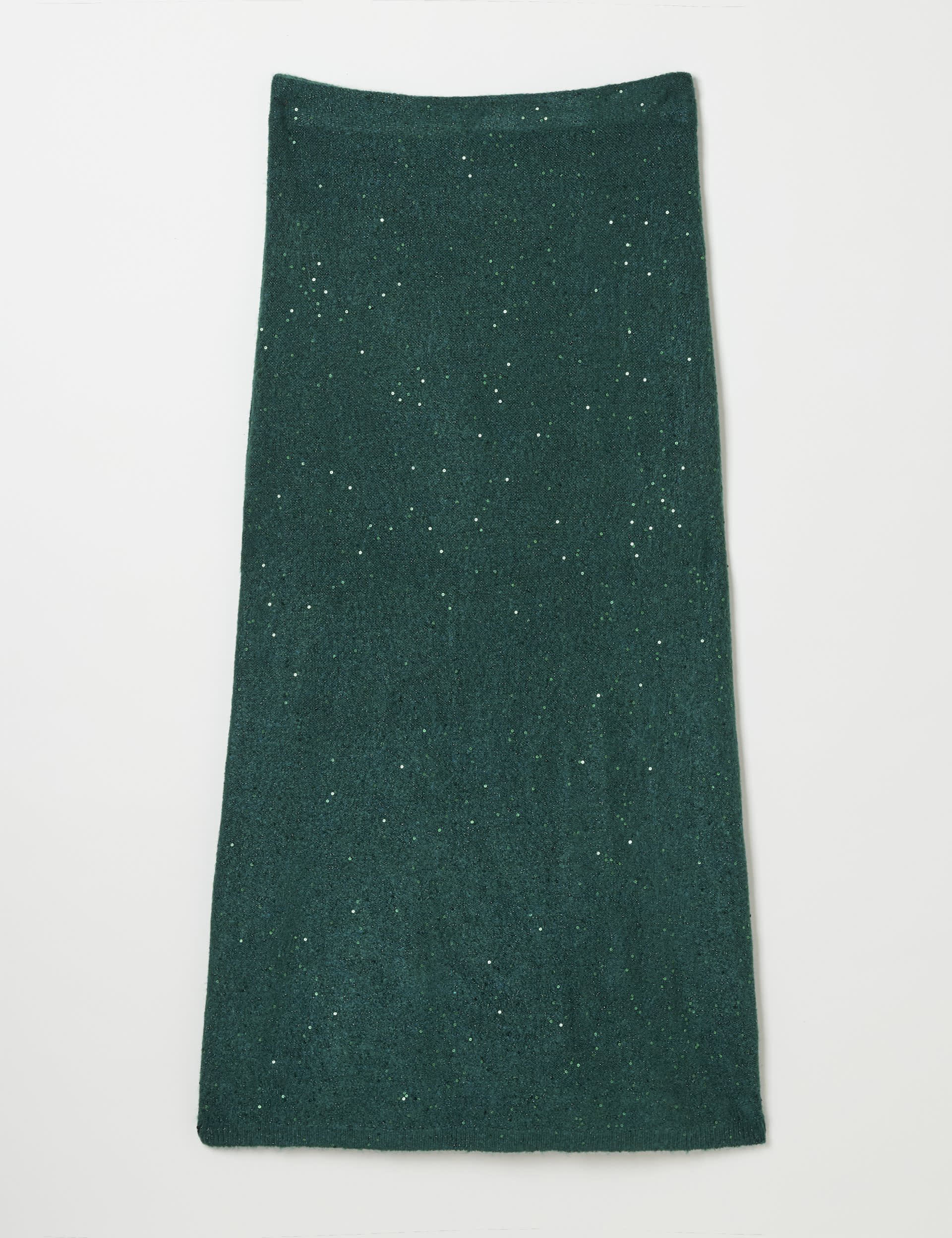 Fatface Women's Sequin Knitted Maxi A-Line Skirt - 10REG - Teal Green, Teal Green