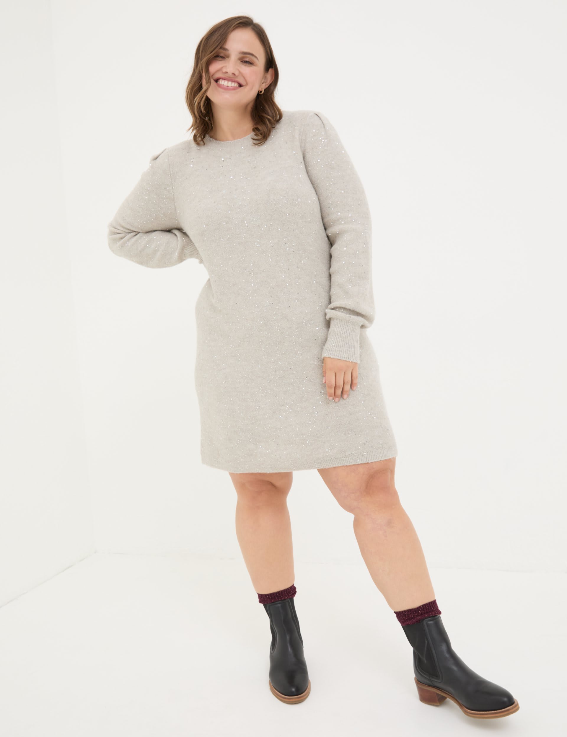 Fatface Women's Mini Knitted Dress - 22REG - Light Natural, Light Natural