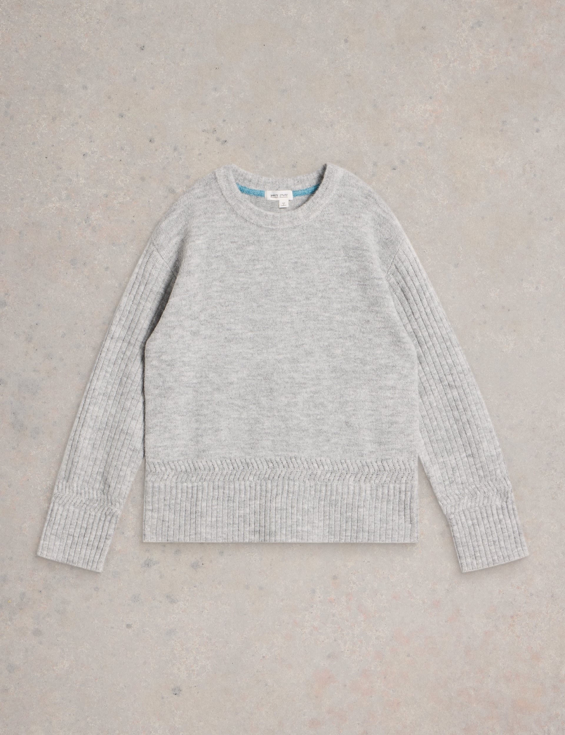 White Stuff Women's Crew Neck Jumper - 12 - Grey, Grey,Blue