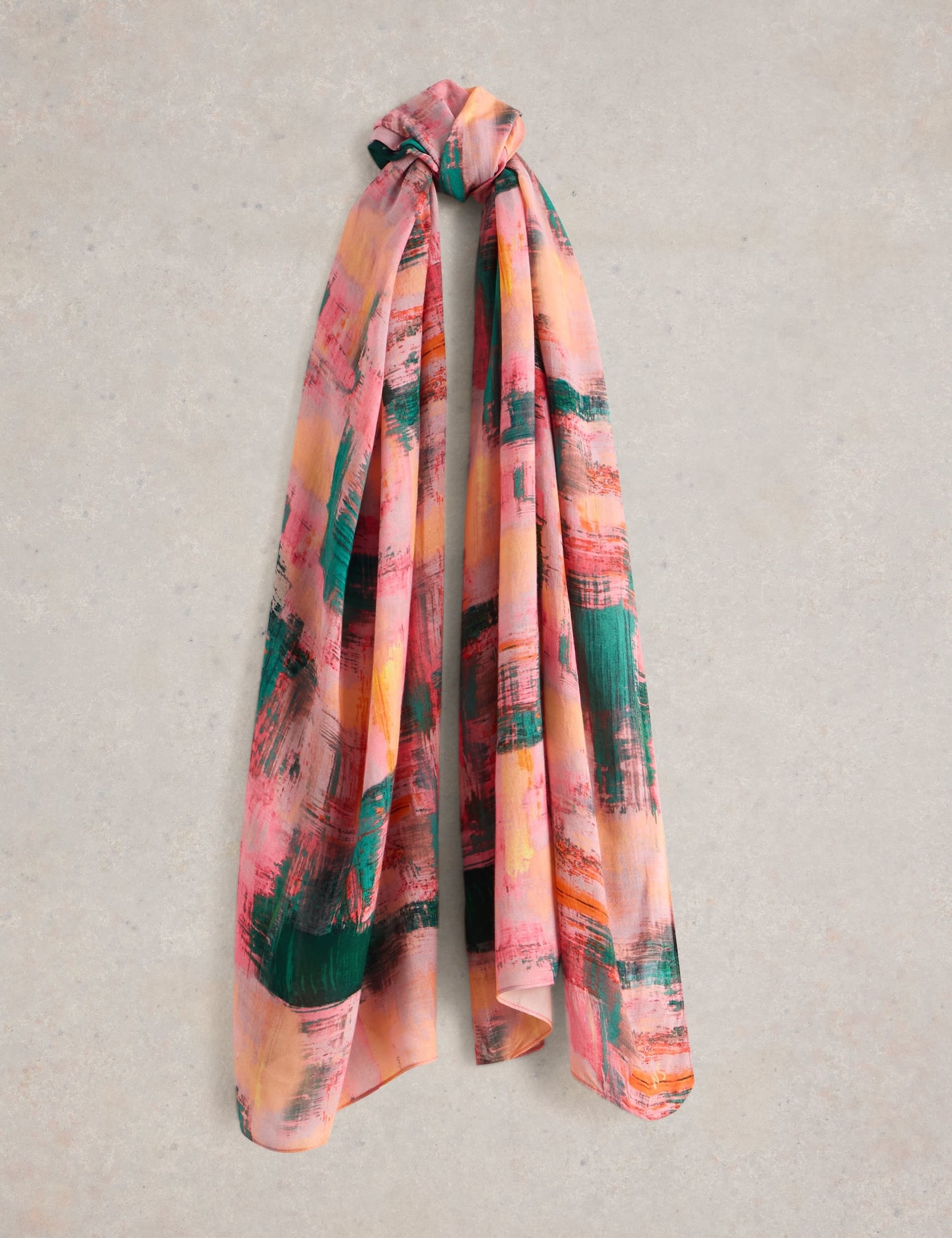 White Stuff Women's Brushed Printed Scarf - Pink Mix, Pink Mix