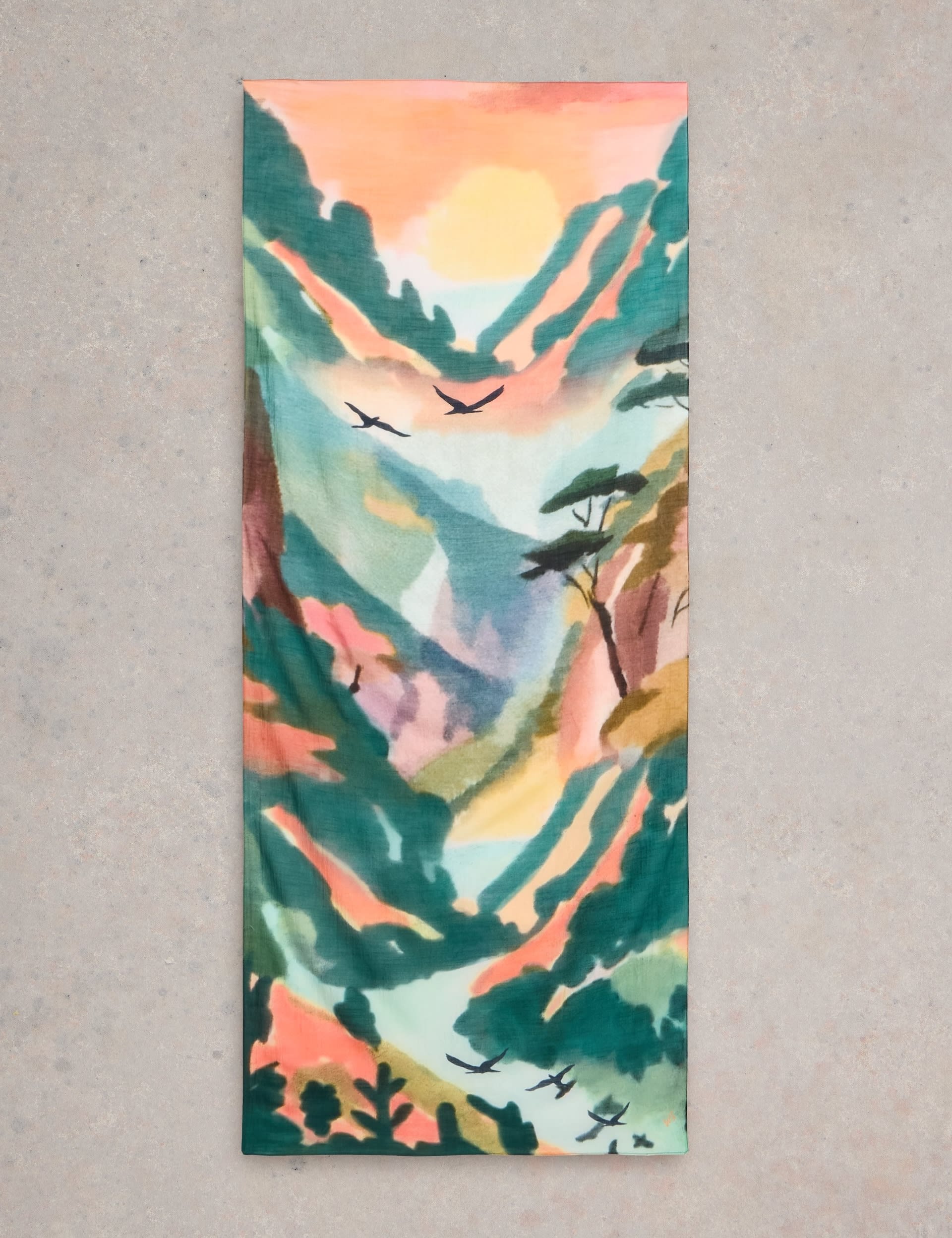 White Stuff Women's Printed Sunrise Scarf - Green Mix, Green Mix