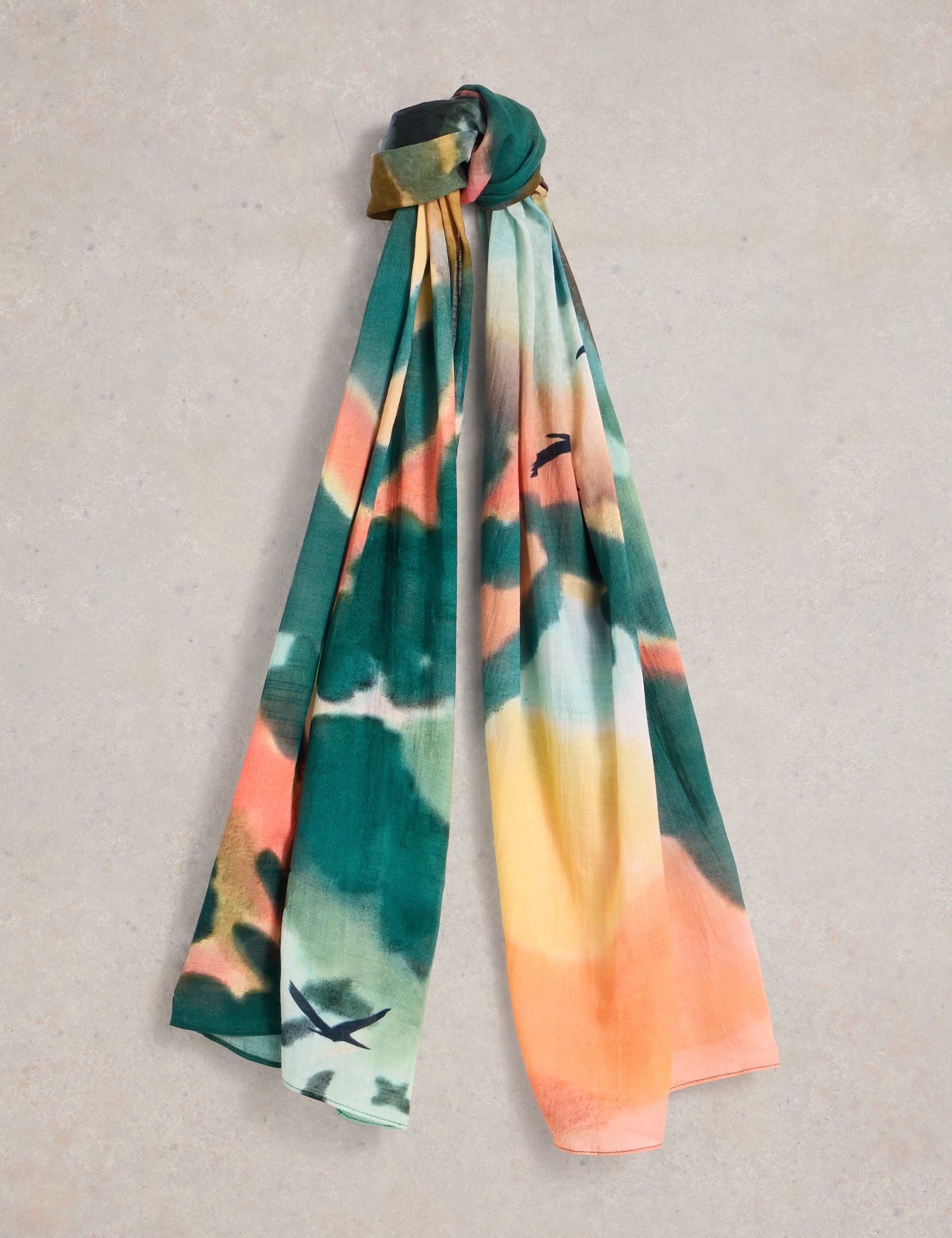 White Stuff Women's Printed Sunrise Scarf - Green Mix, Green Mix