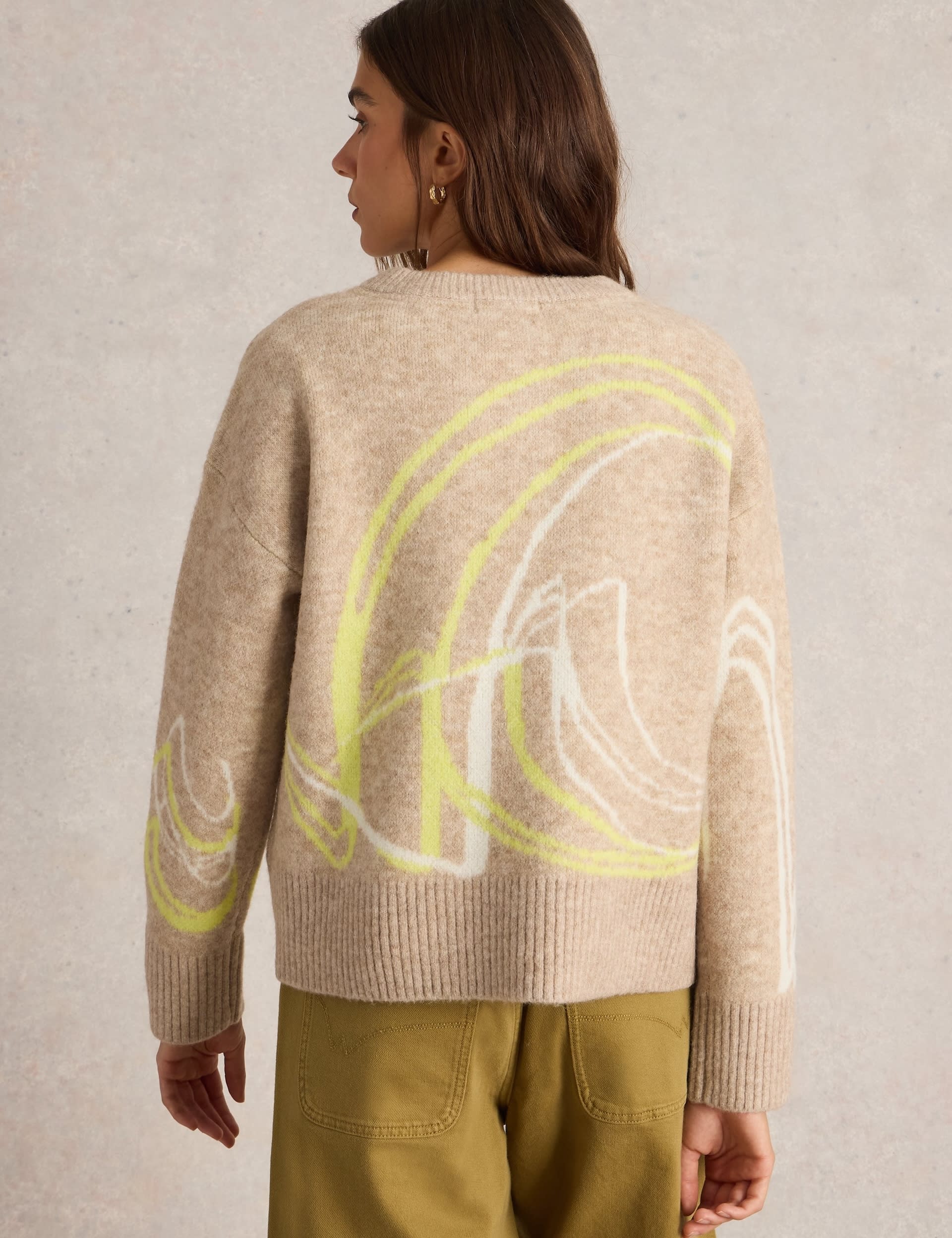 White Stuff Women's Swirl Crew Neck Jumper - 12 - Natural Mix, Natural Mix