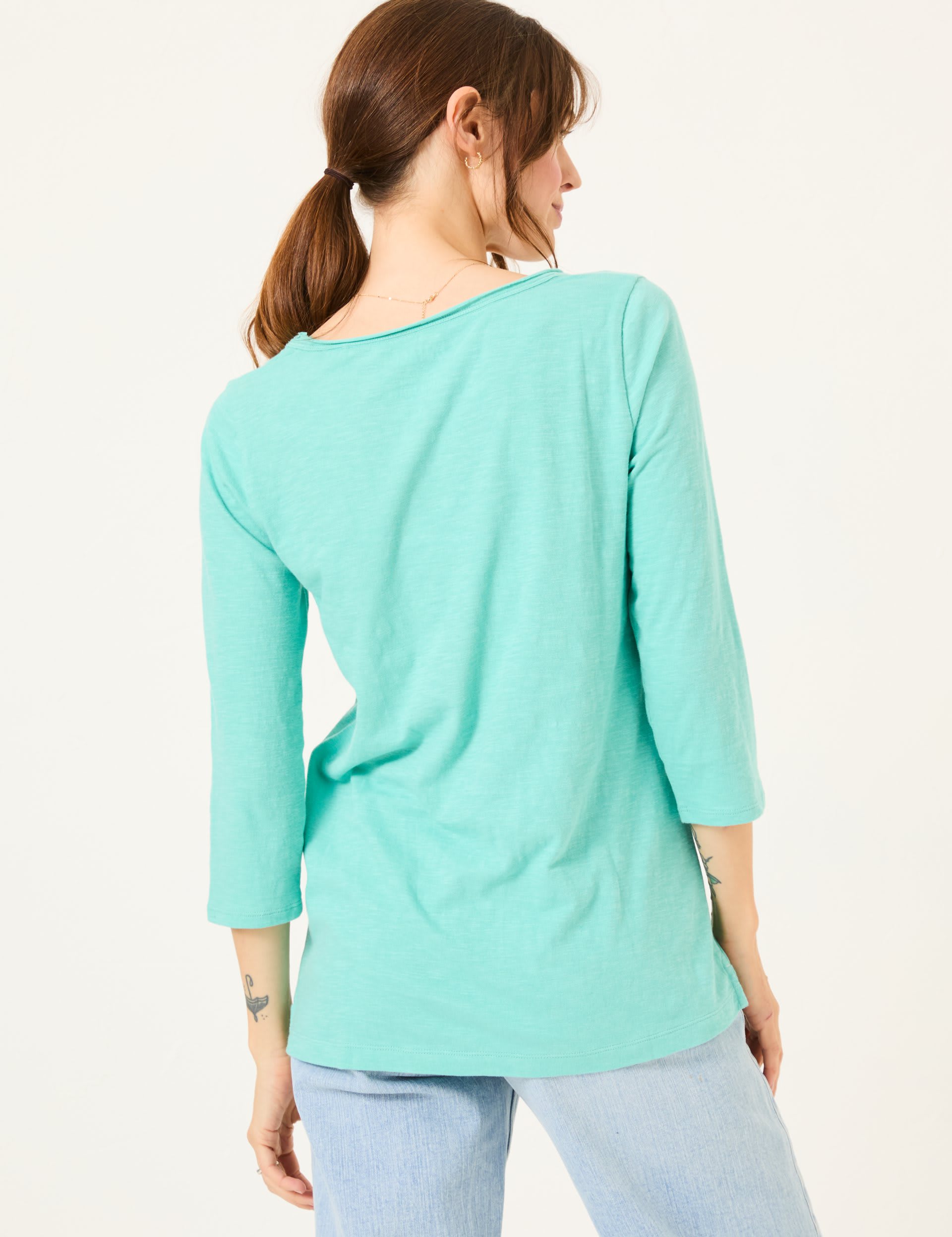 Fatface Women's Pure Cotton T-Shirt - 14 - Teal, Teal,Pink