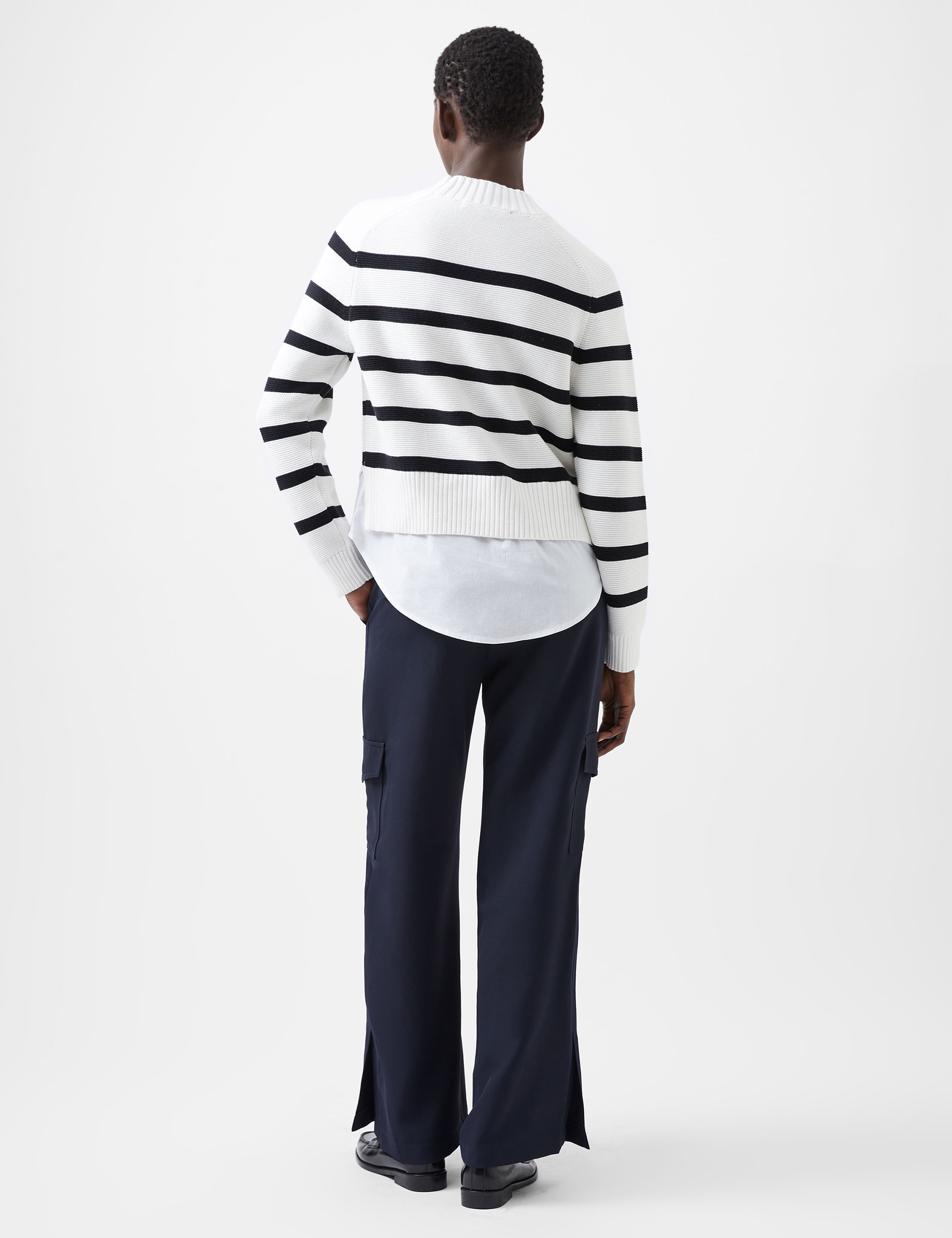 French Connection Women's Pure Cotton Striped Jumper - XL - White Mix, White Mix