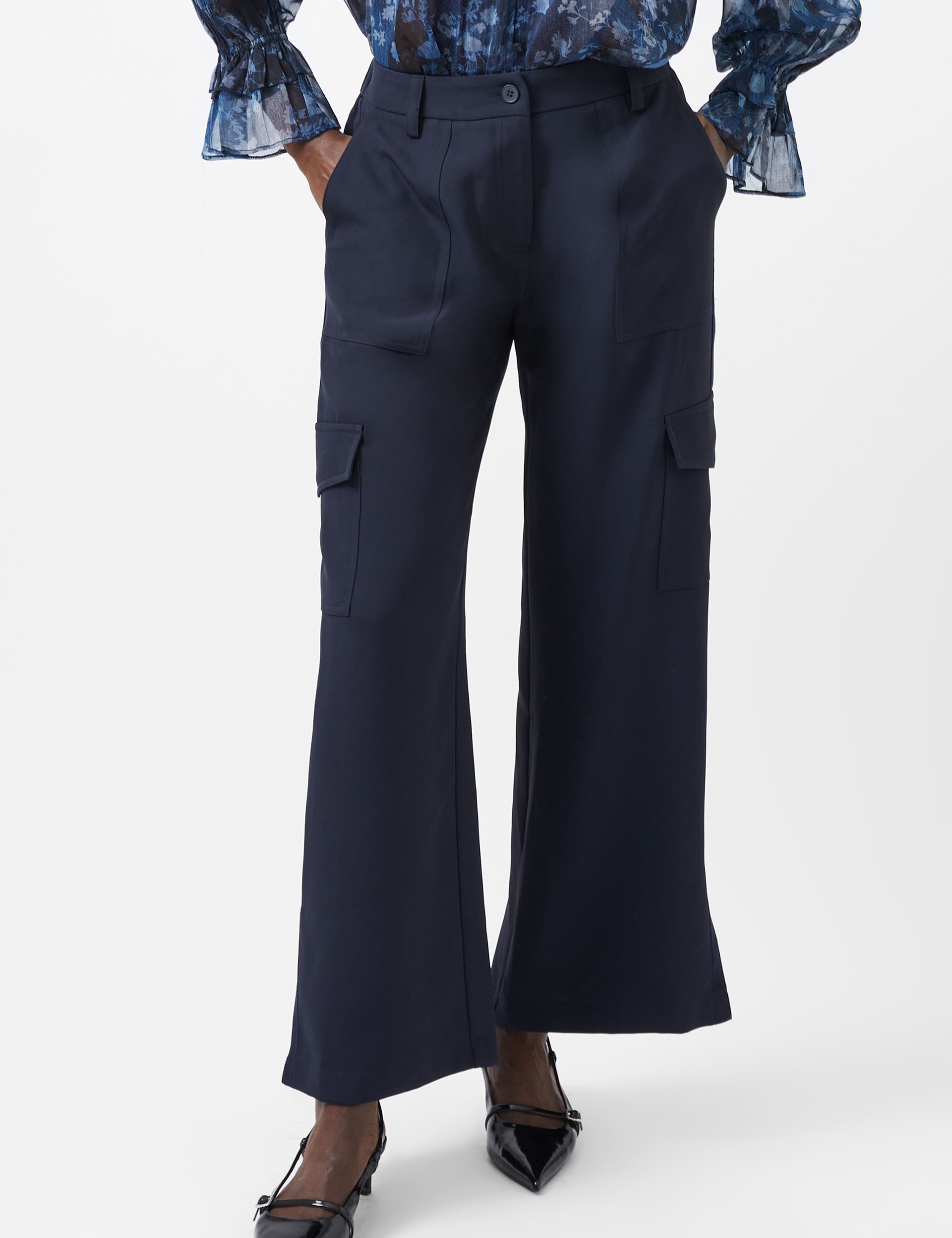 French Connection Women's Cargo Trousers - 8 - Blue, Blue