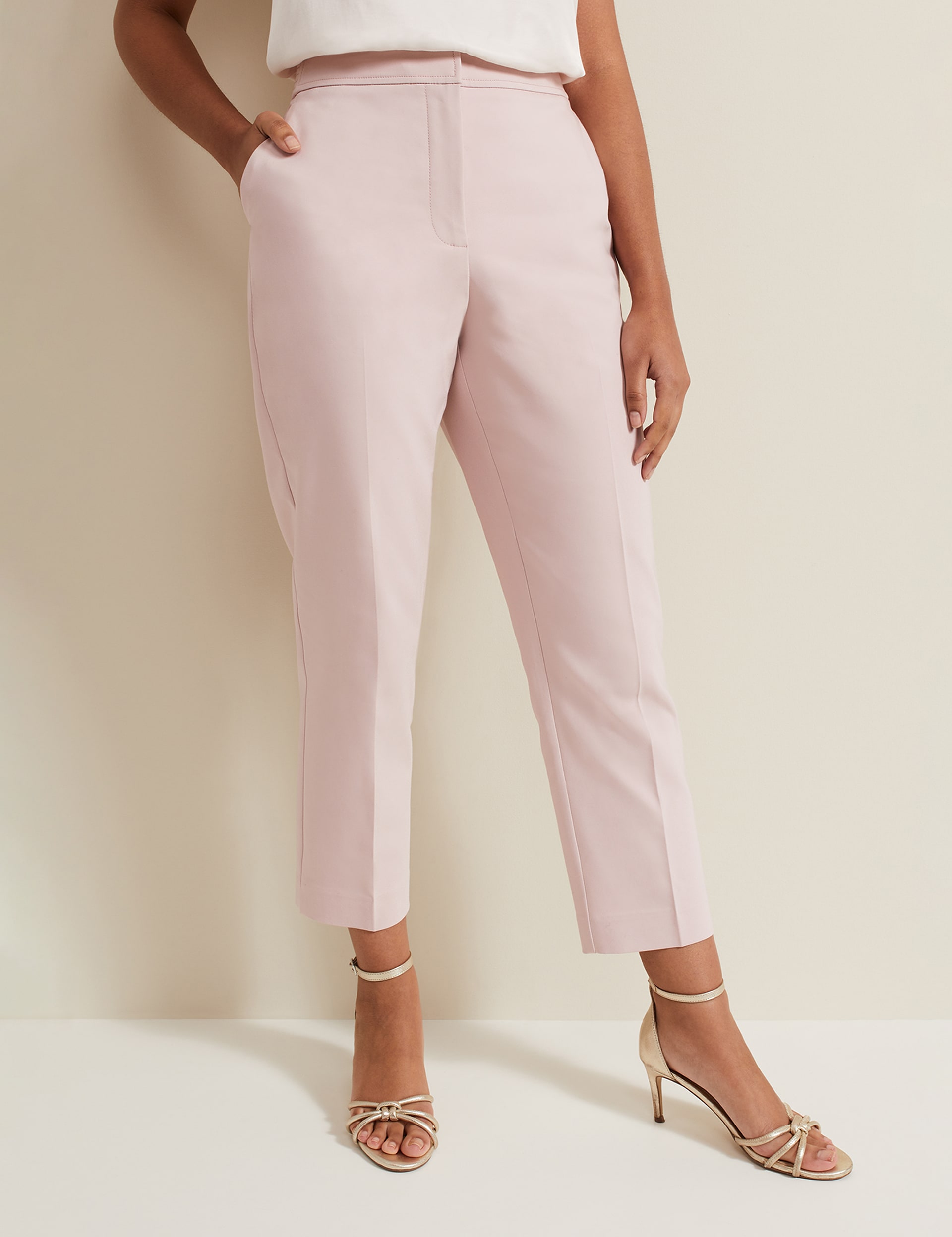 Phase Eight Women's Cotton Blend Tapered Trousers - 16PET - Pink, Pink