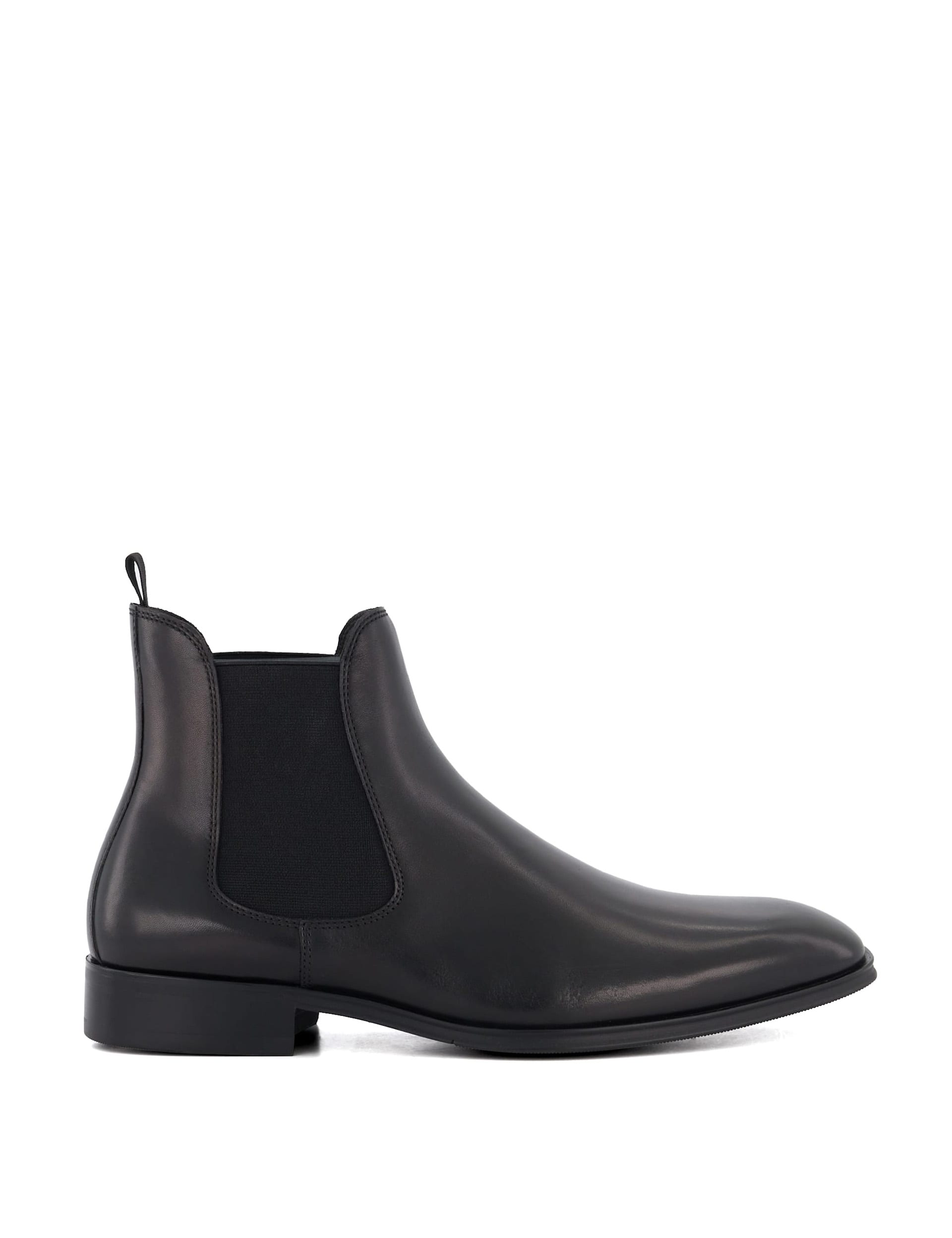 Dune London Men's Leather Pull-On Chelsea Boots - 7 - Black, Black,Dark Brown