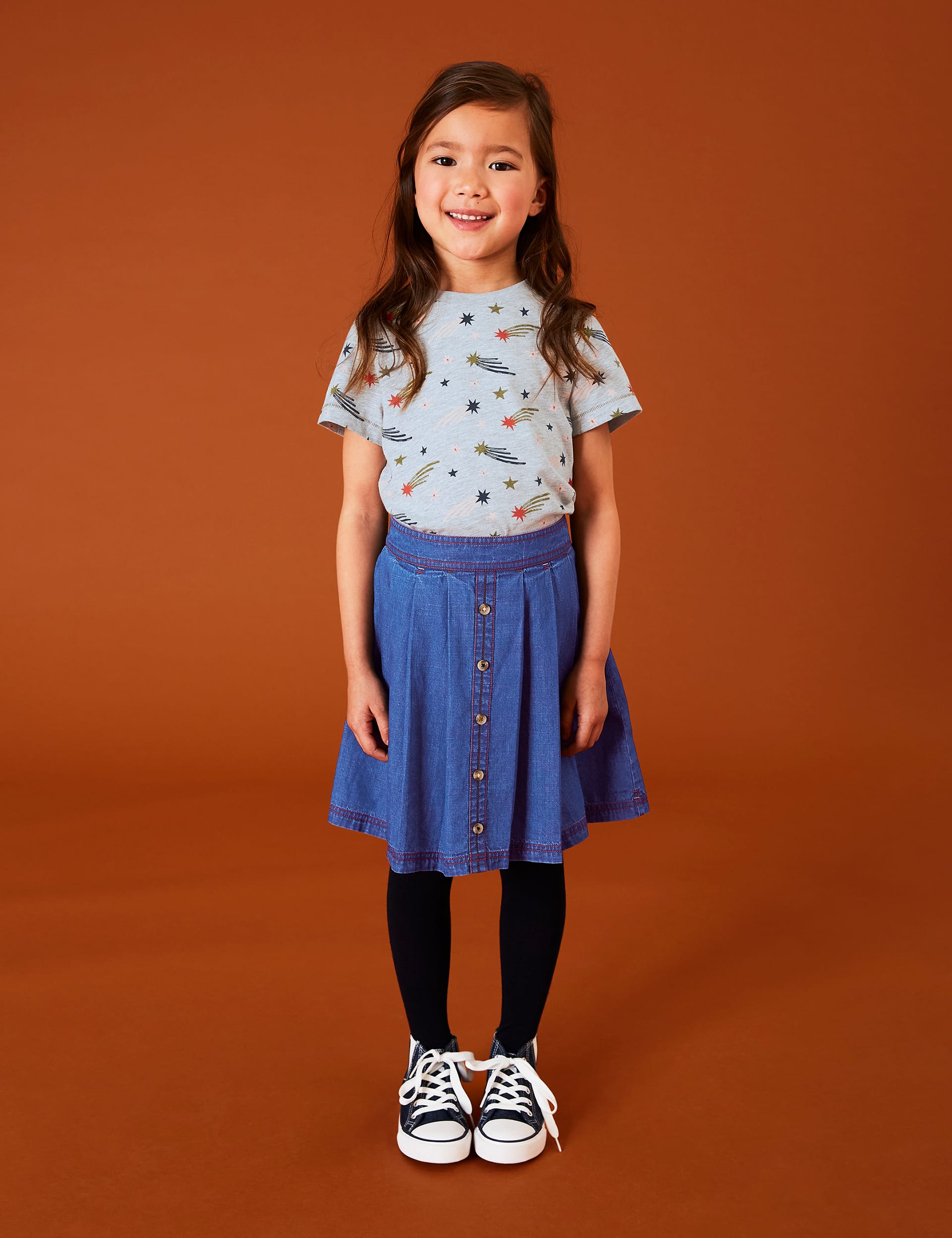 White Stuff Girls Midi Denim Skirt (3-10 Yrs) - 3-4Y - Blue, Blue