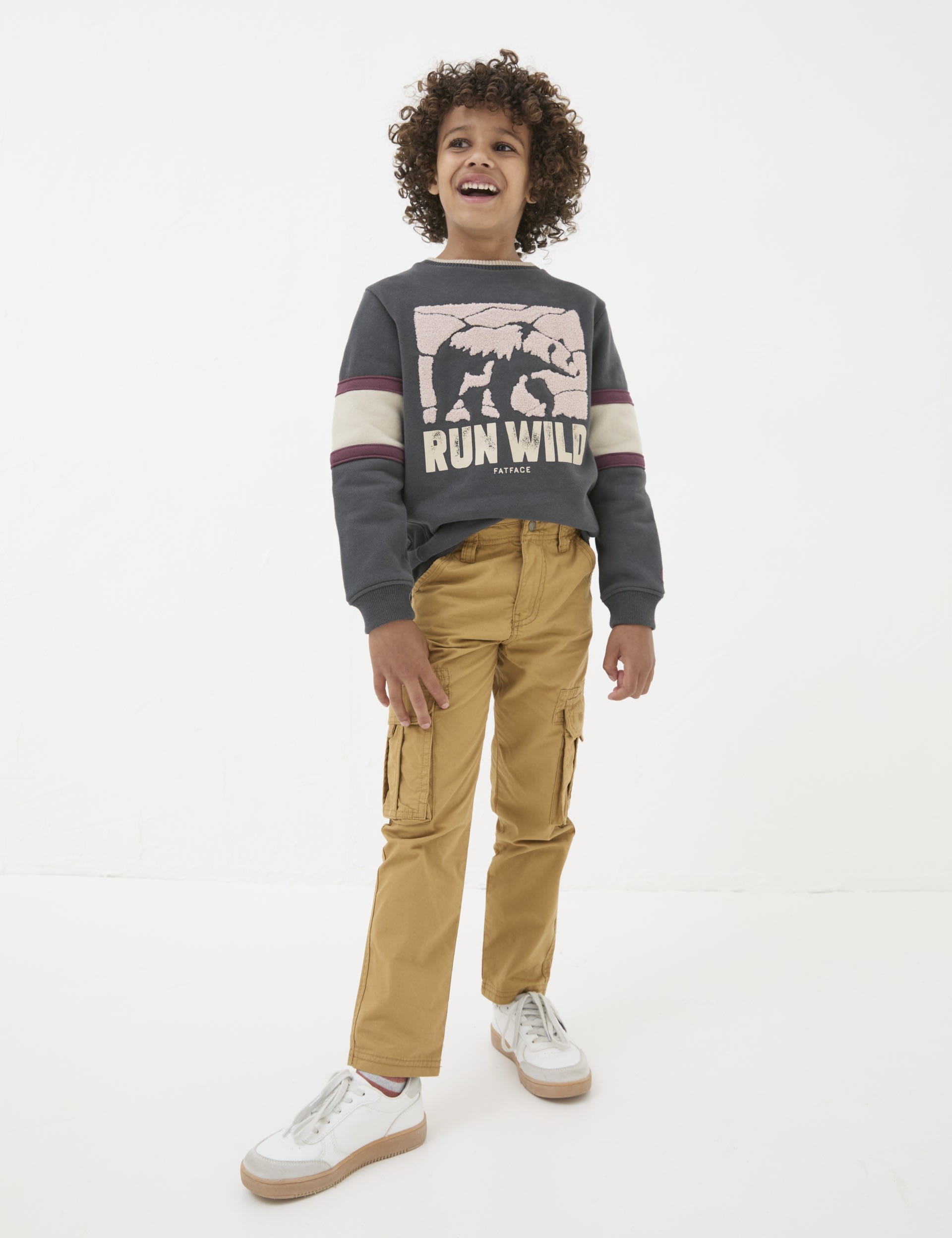 Fatface Boys Pure Cotton Cargo Trousers (3-13 Yrs) - 10y - Natural, Natural,Navy