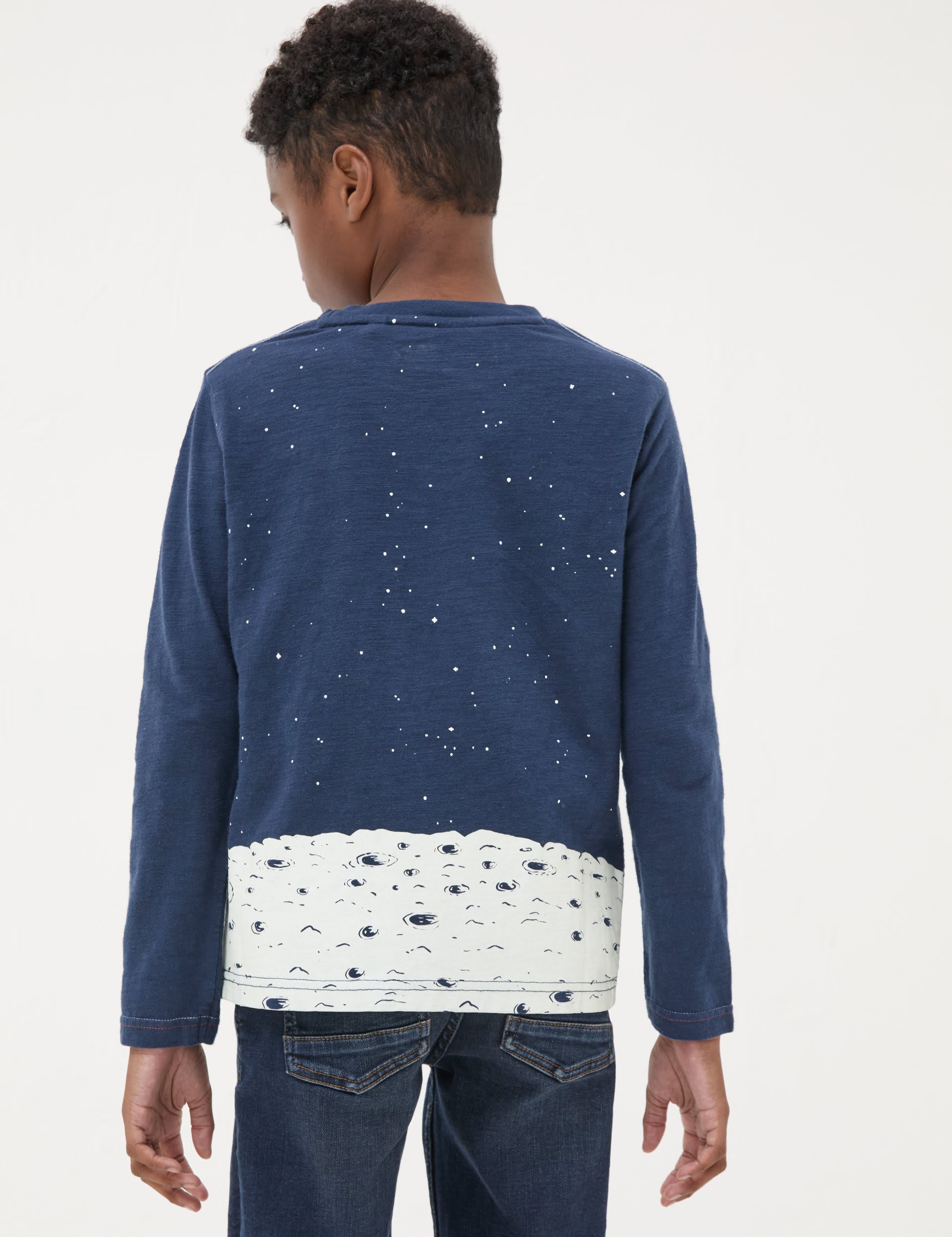 Fatface Boys Pure Cotton Space Otter Top (3-13 Yrs) - 11-12 - Navy Mix, Navy Mix