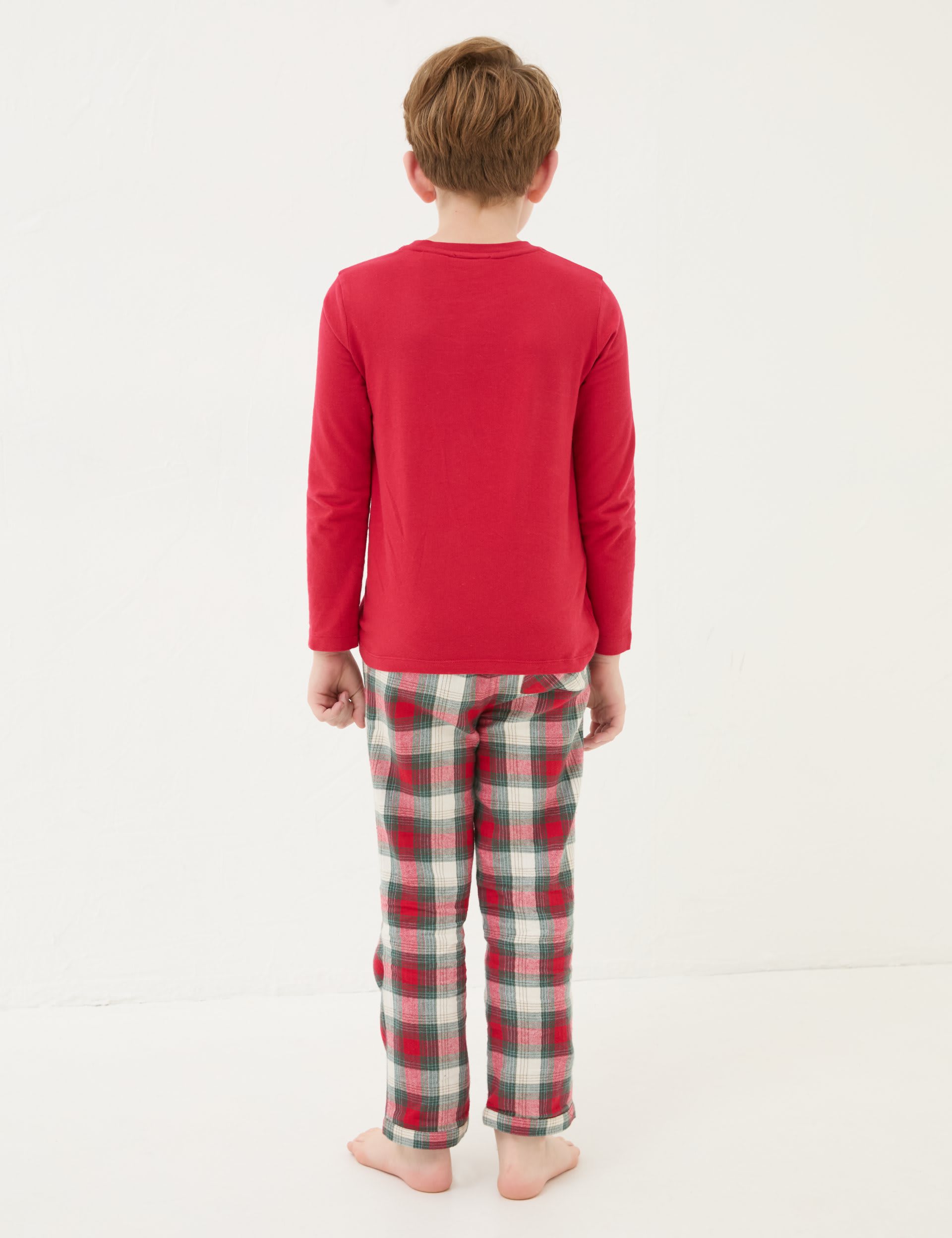 Fatface Boys Pure Cotton Pudding Checked Pyjamas (3-13 Yrs) - 7-8 Y - Red Mix, Red Mix