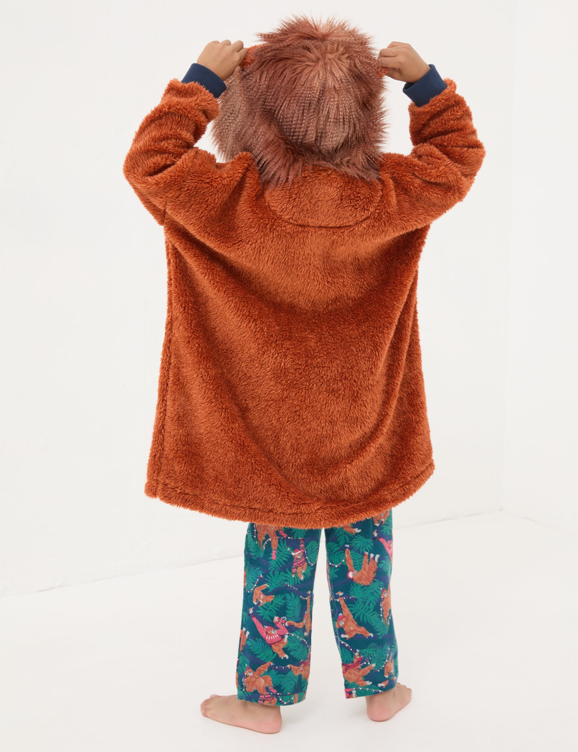 Fatface Boys Orangutan Oversized Hoodie - M - Brown Mix, Brown Mix