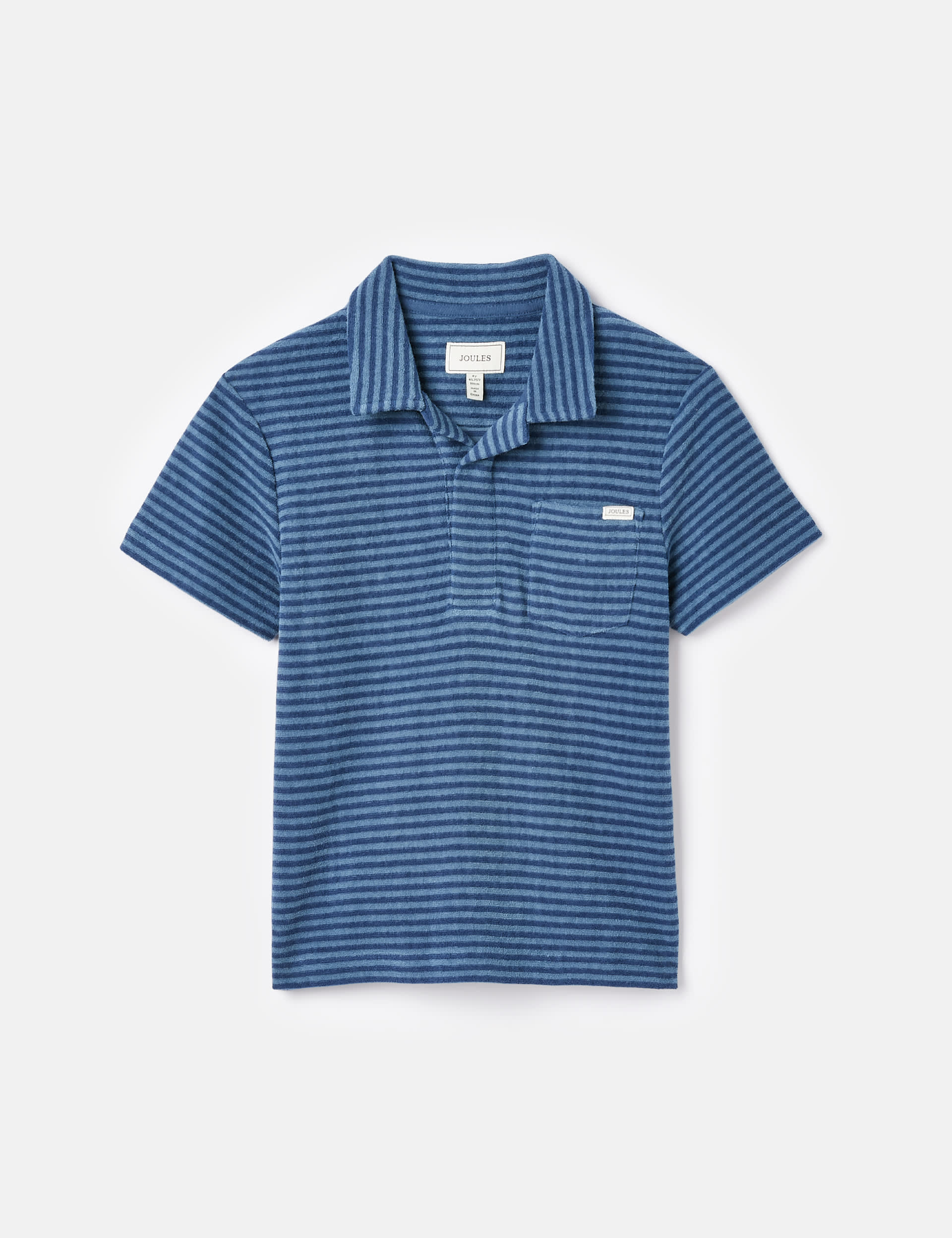 Joules Boys Pure Cotton Towelling Striped Polo Shirt (2-11 Yrs) - 9y - Blue, Blue,Cream