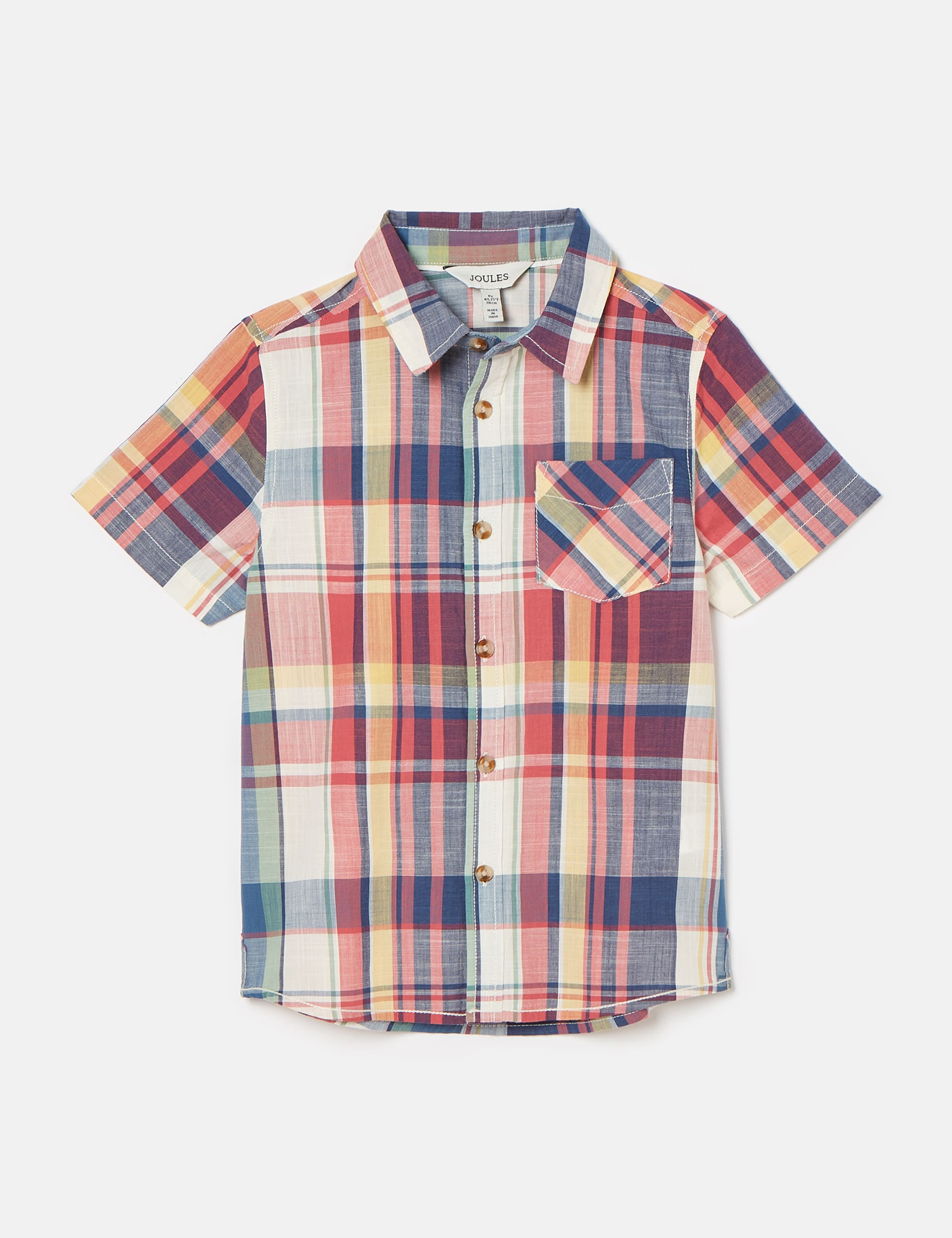 Joules Boys Pure Cotton Checked Shirt (2-12 Yrs) - 4y - Blue Mix, Blue Mix