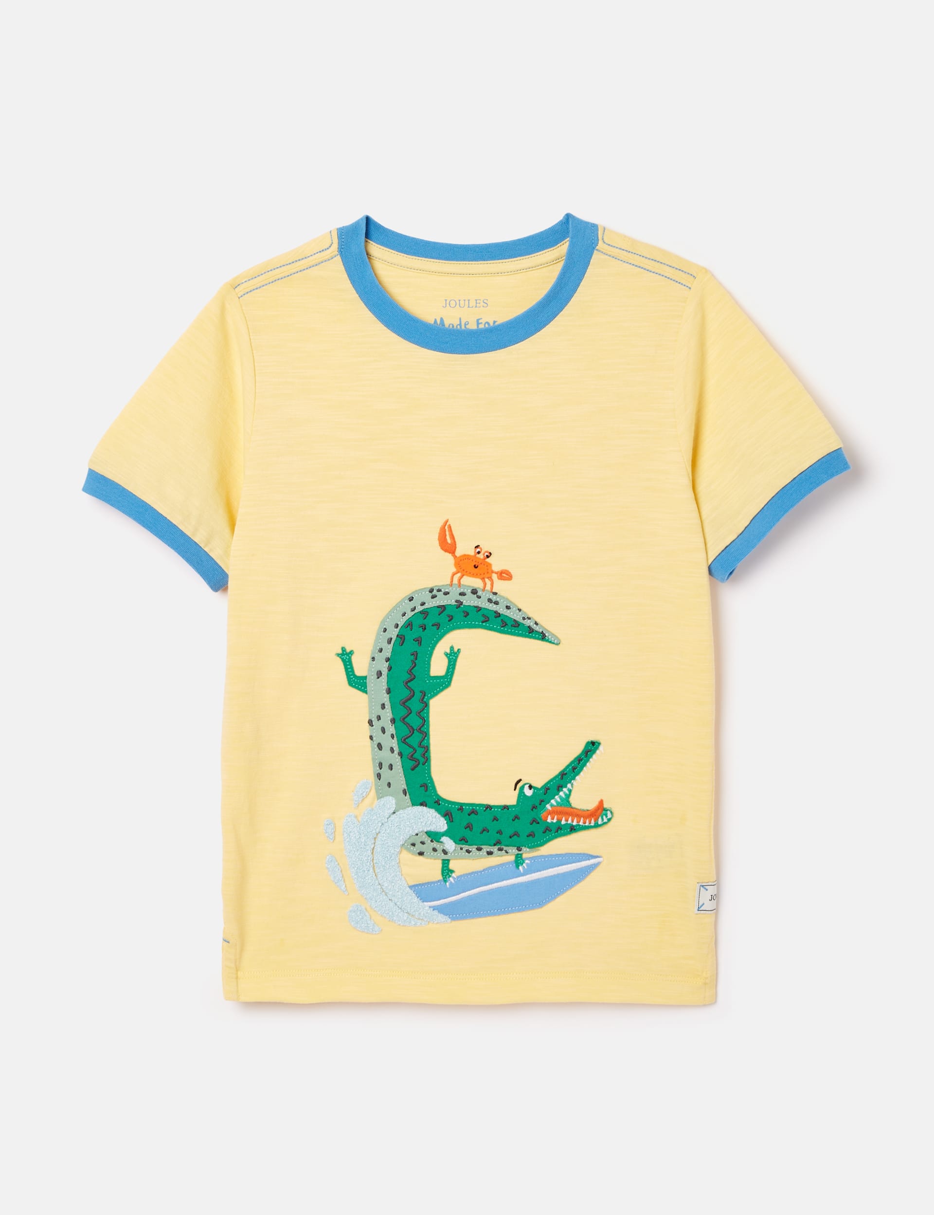 Joules Boys Pure Cotton Crocodile T-Shirt (2-6 Yrs) - 6y - Yellow, Yellow