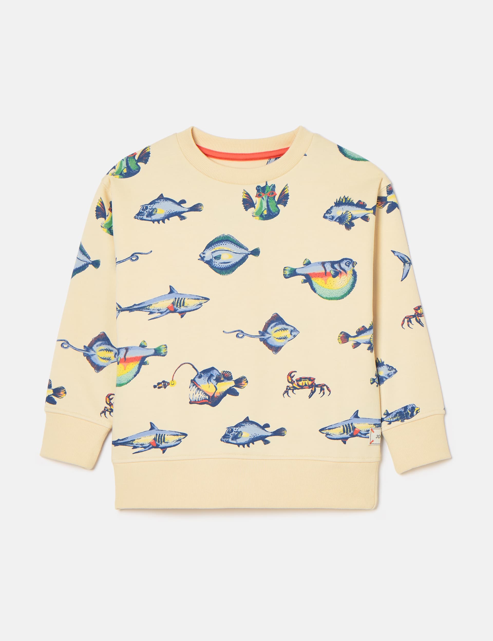 Joules Boys Cotton Rich Animal Print Sweatshirt (2-8 Yrs) - 7y - Cream Mix, Cream Mix