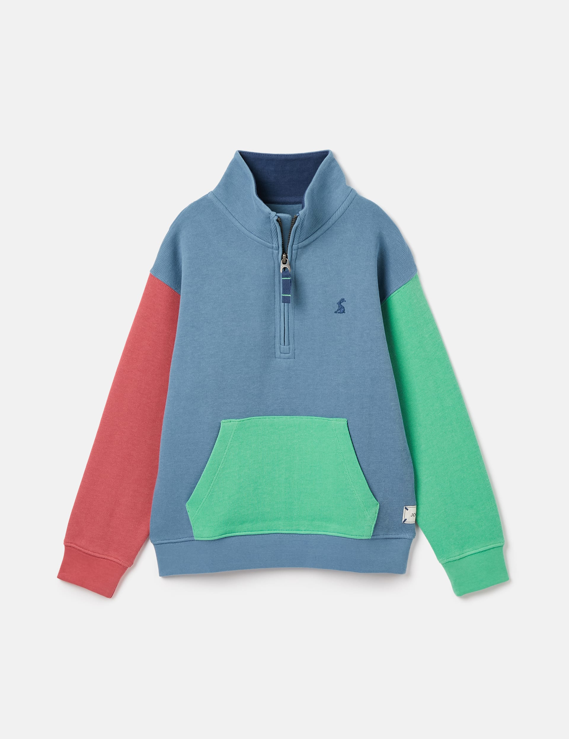 Joules Boys Pure Cotton Colour Block Half Zip Sweatshirt (2-12 Yrs) - 7y - Multi, Multi