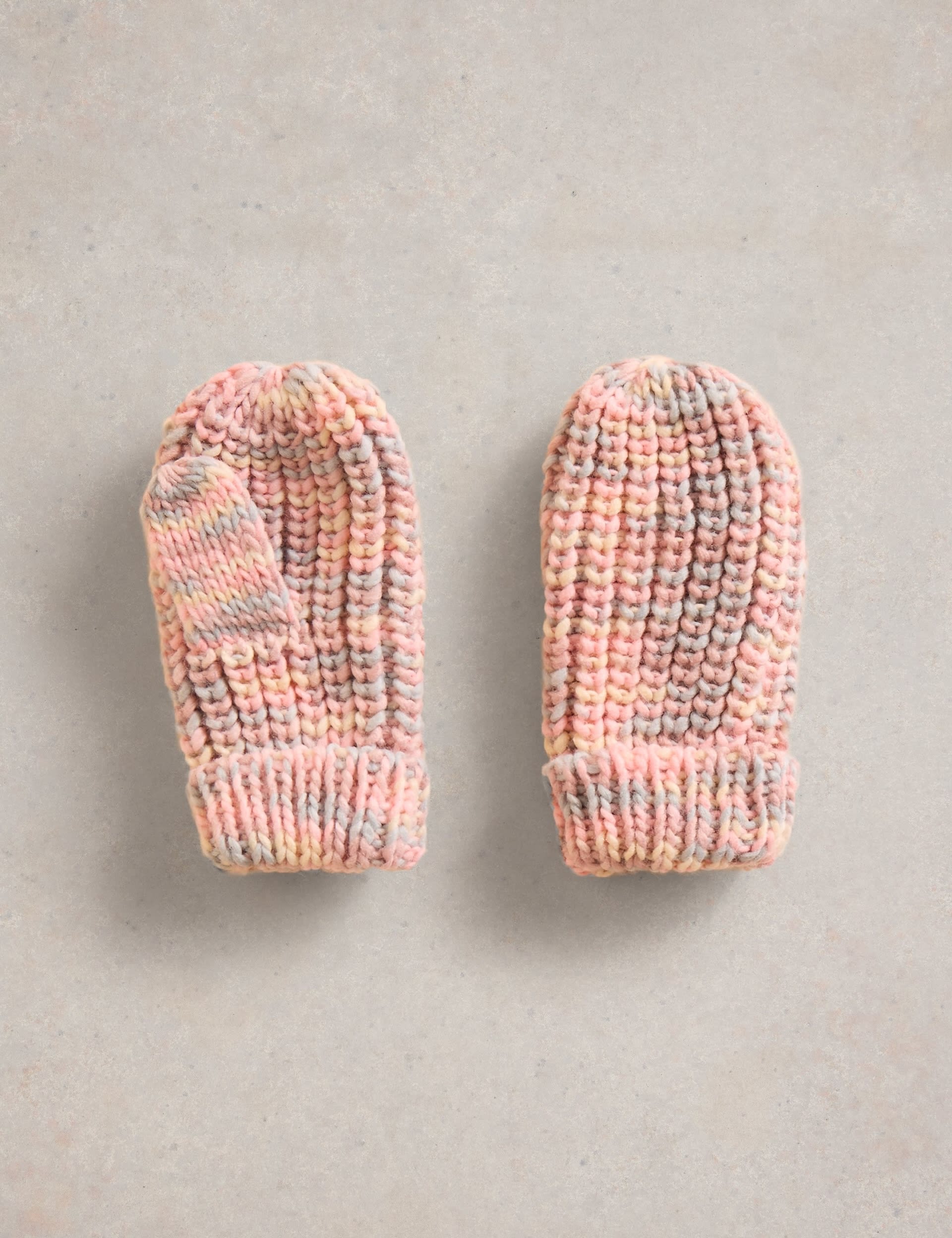 White Stuff Kids Space Dyed Mittens - M-L - Pink Mix, Pink Mix