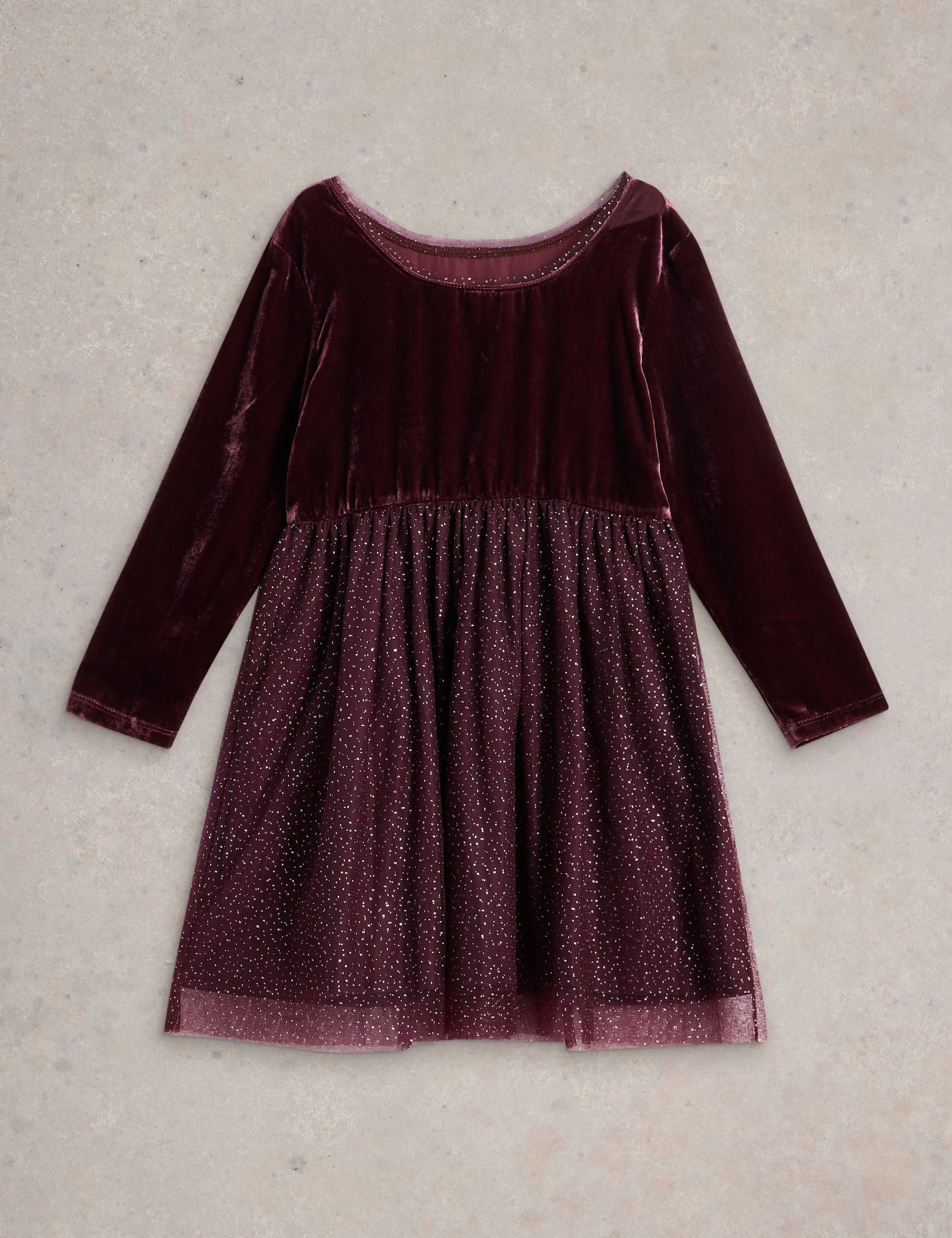 White Stuff Girls Velvet Glitter Dress (3-10 Yrs) - 7-8 Y - Purple, Purple