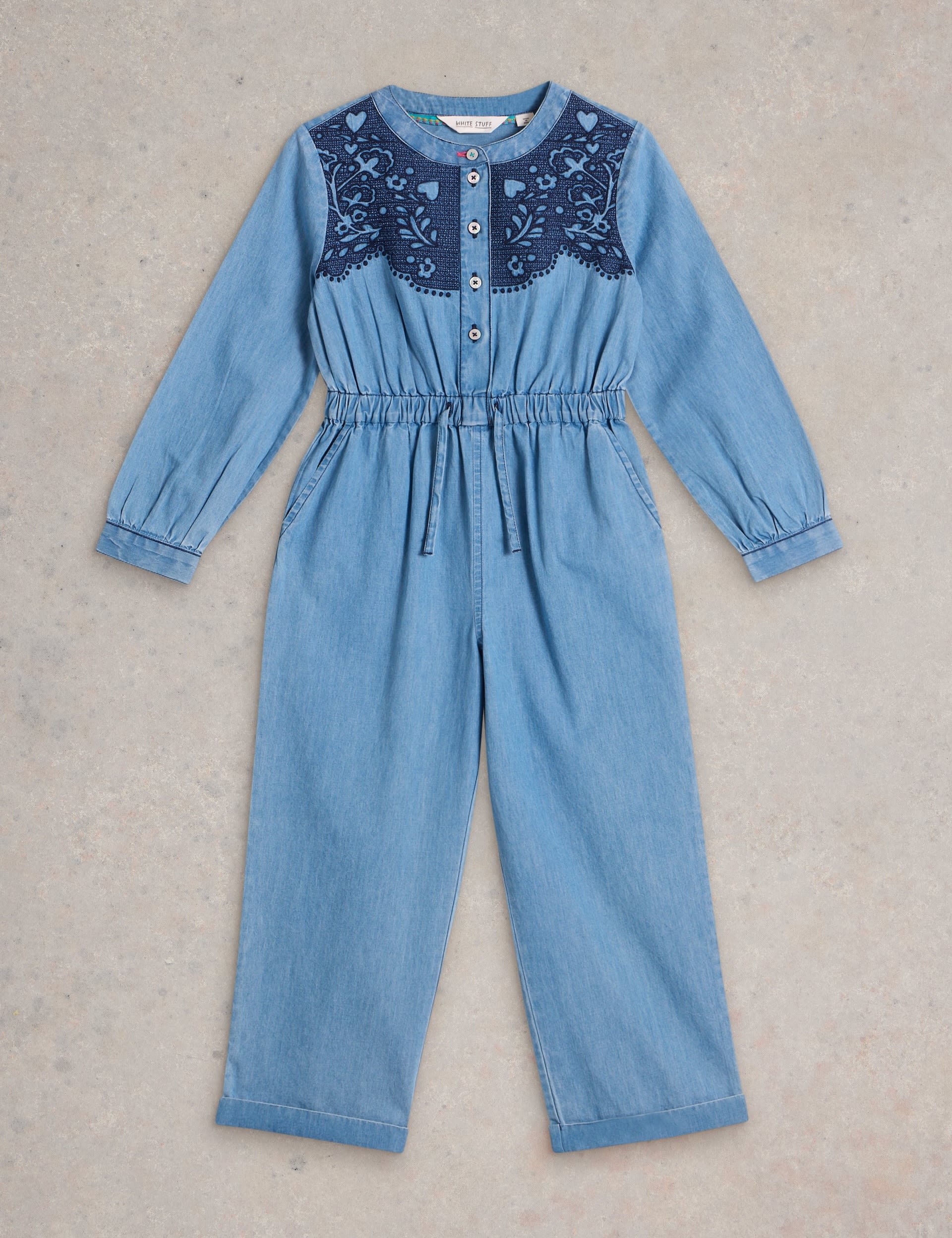 White Stuff Girls Pure Cotton Jumpsuit (3-10 Yrs) - 3-4 Y - Blue, Blue