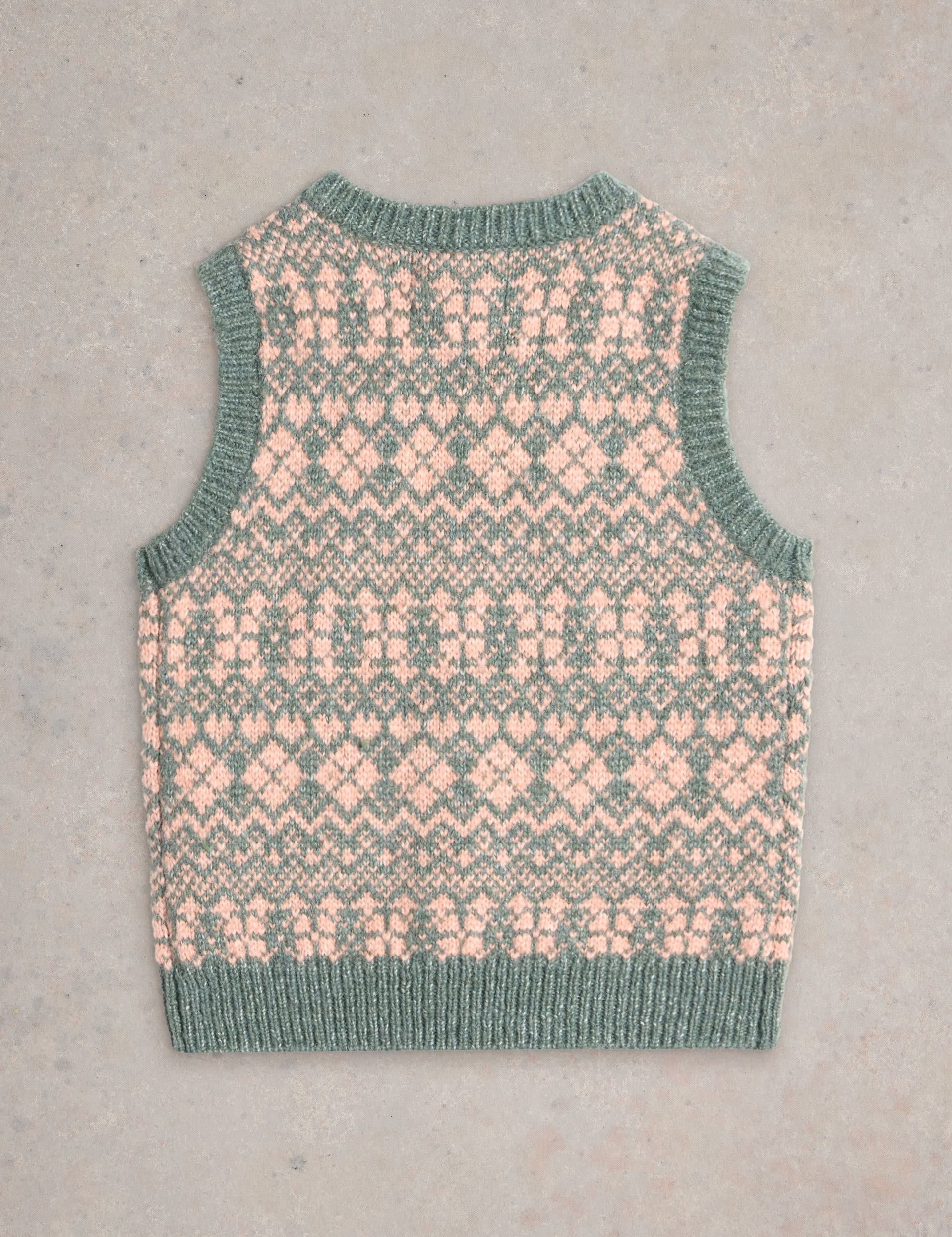 White Stuff Girls Knitted Fair Isle Waistcoat (3-10 Yrs) - 7-8 Y - Pink, Pink