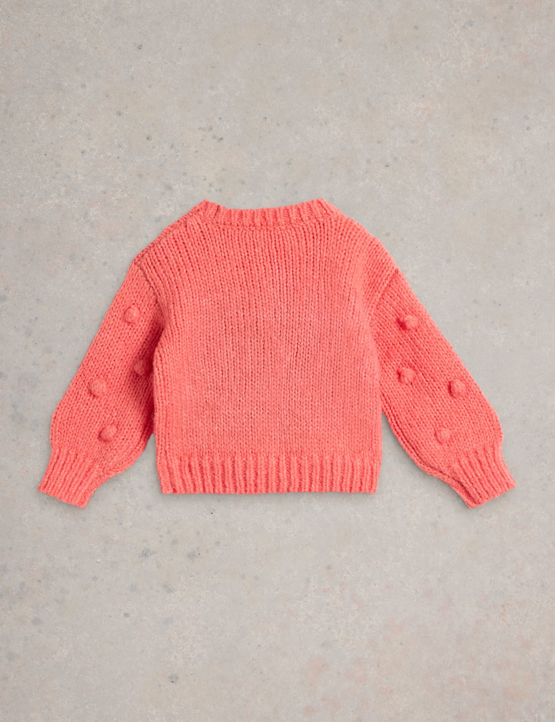 White Stuff Girls Wool Rich Pom Pom Jumper (3-10 Yrs) - 7-8 Y - Orange, Blue,Orange