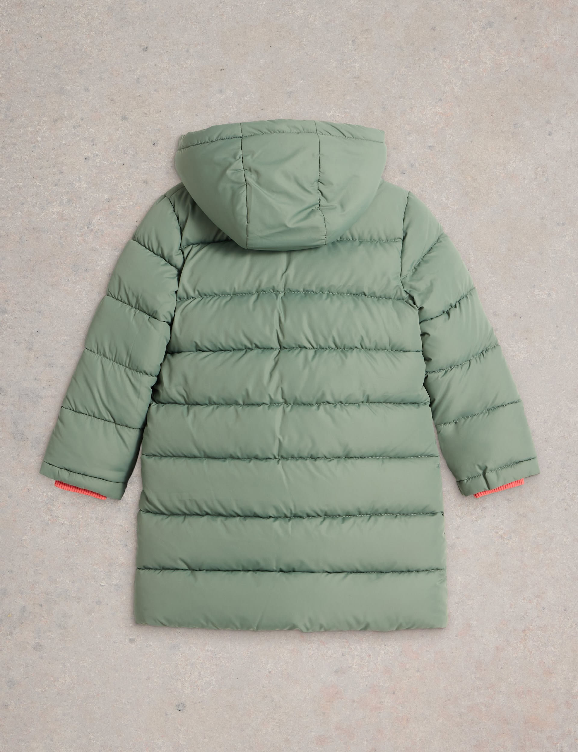 White Stuff Girls Hooded Padded Longline Jacket (3-10 Yrs) - 3-4 Y - Green, Green