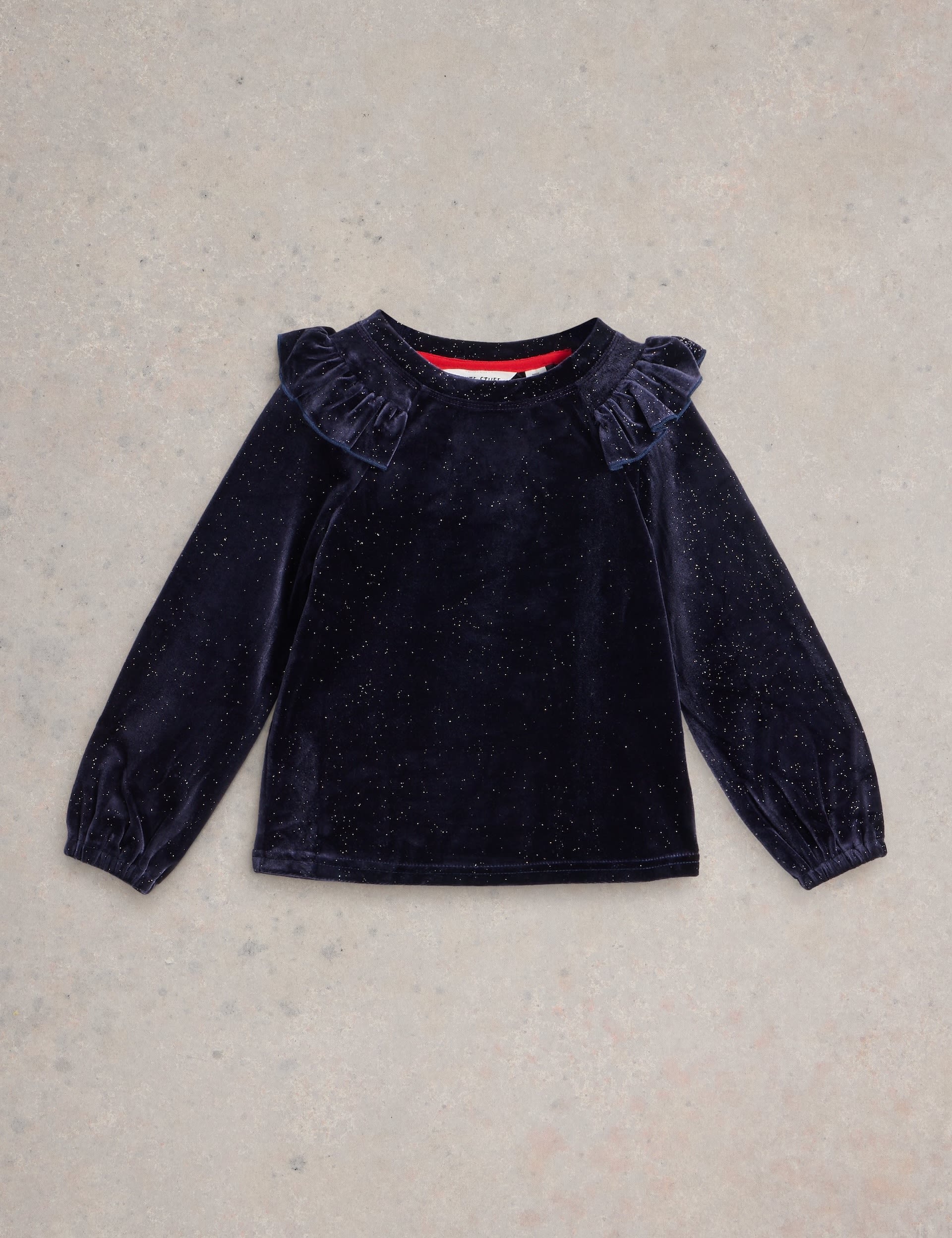 White Stuff Girls Velvet Sparkly Top (3-10 Yrs) - 5-6 Y - Navy, Navy