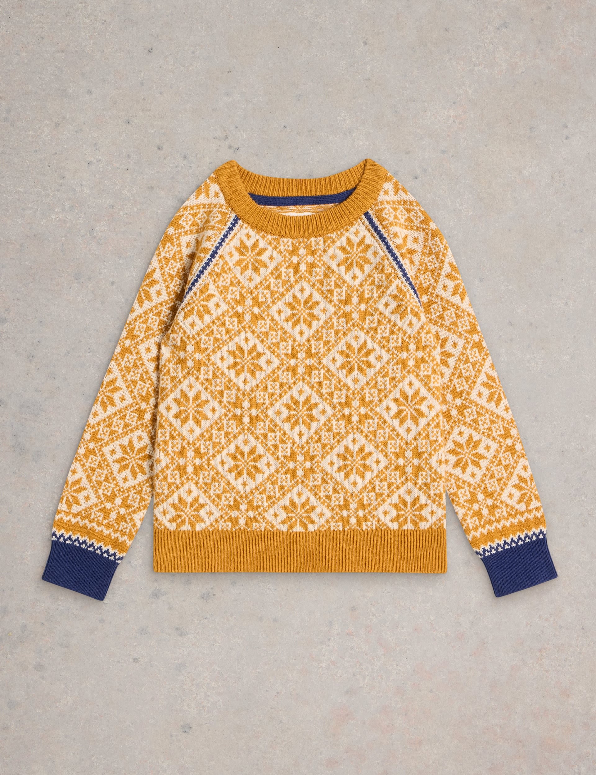 White Stuff Boys Cotton Rich Fair Isle Jumper with Wool (3-10 Yrs) - 7-8 Y - Yellow Mix, Yellow Mix