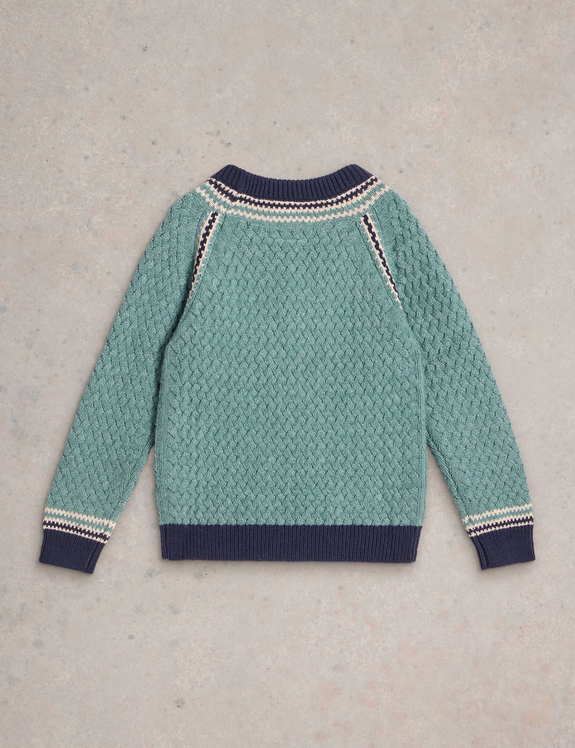 White Stuff Boys Cotton Rich Textured Jumper (3-10 Yrs) - 5-6 Y - Green, Green