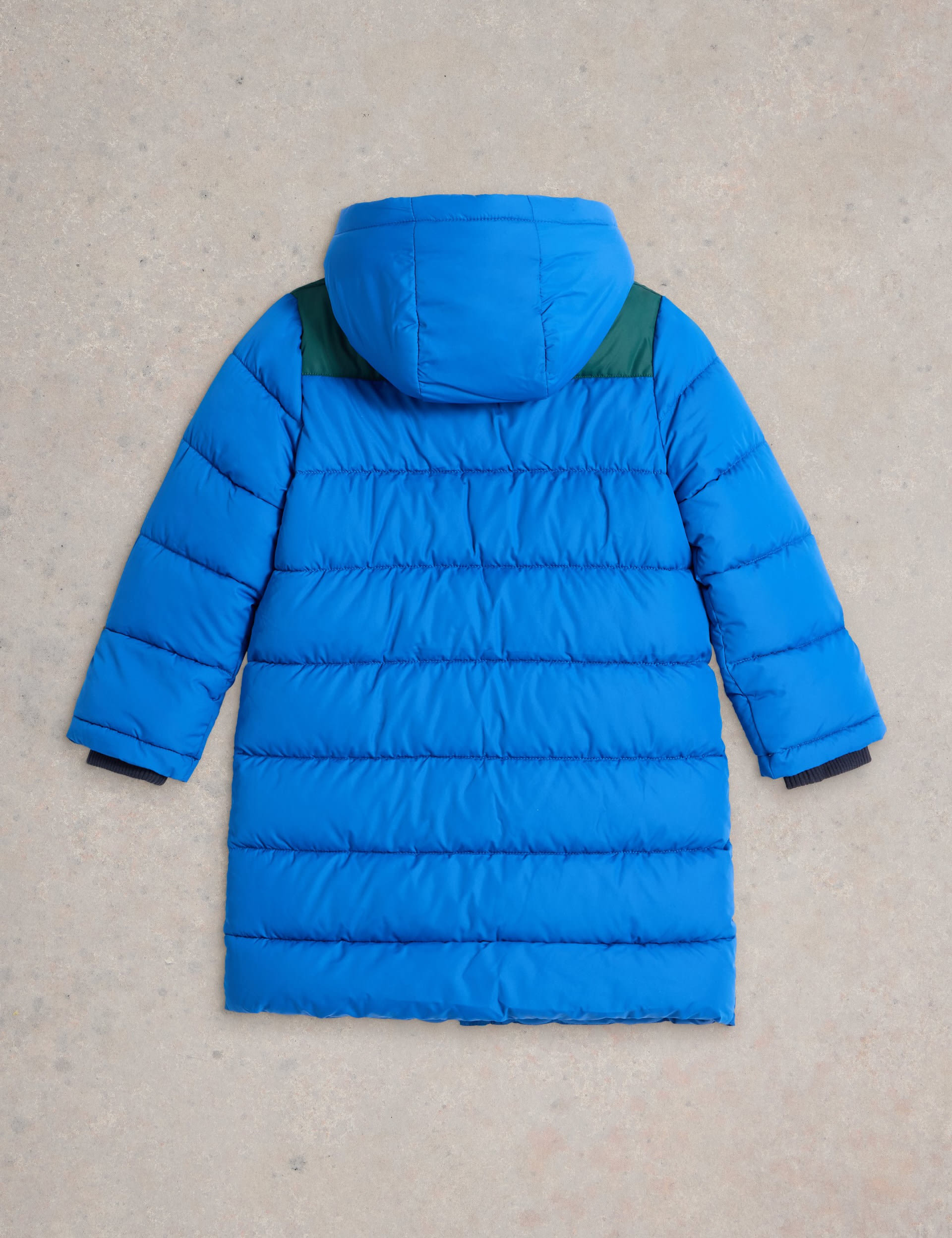 White Stuff Boys Quilted Longline Coat (3-10 Yrs) - 5-6 Y - Blue, Blue