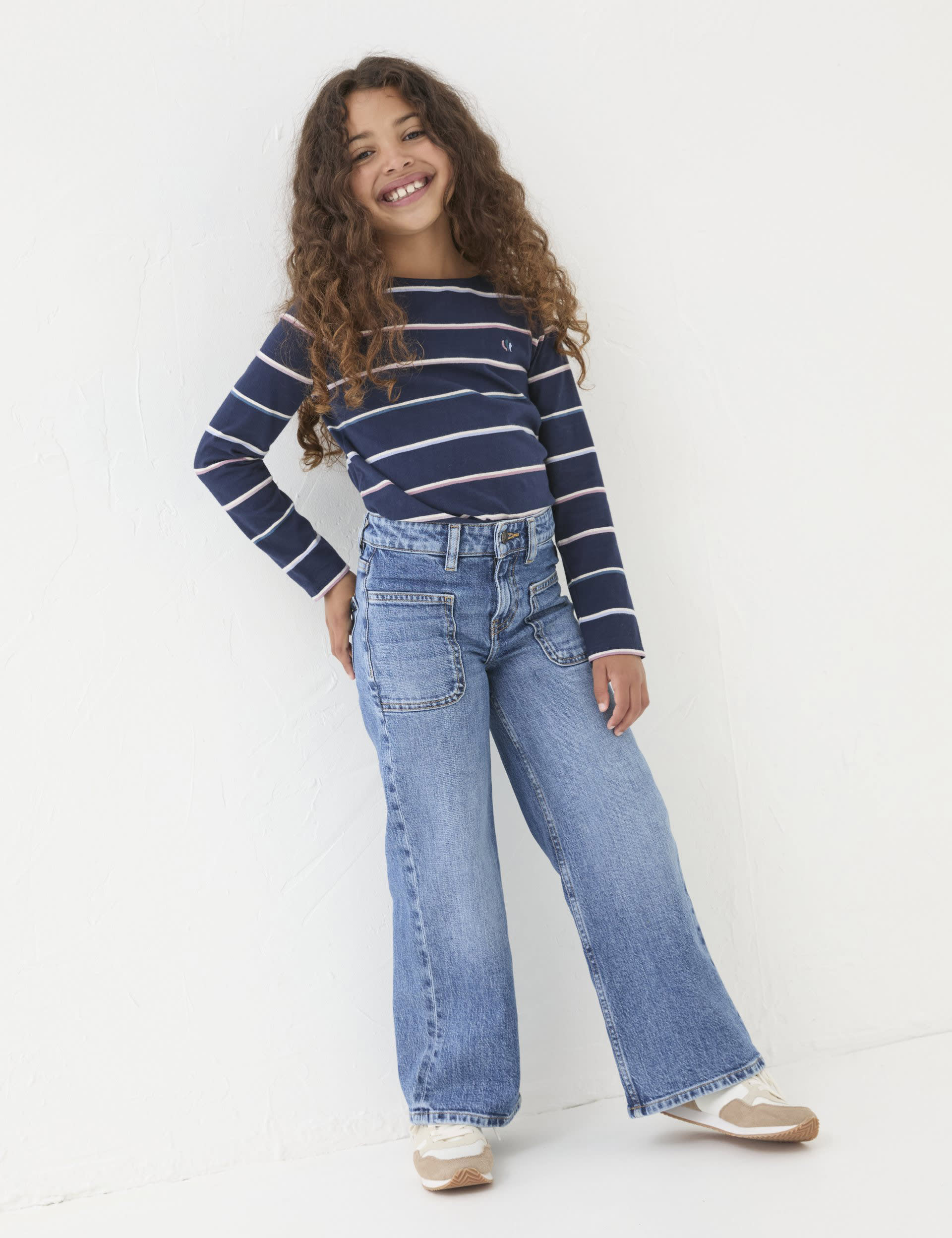 Fatface Girls Wide Leg Denim Jeans (3-13 Yrs) - 4y - Blue, Blue