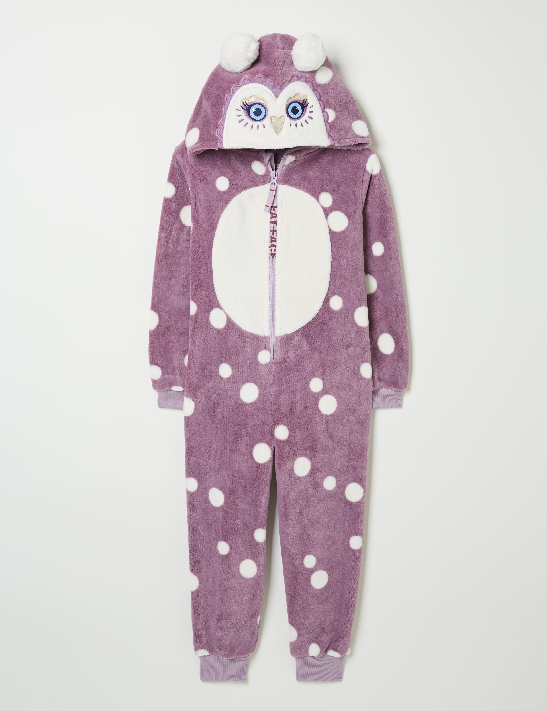 Fatface Girls Fleece Owl Onesie (3-13 Yrs) - 11-12 - Purple Mix, Purple Mix