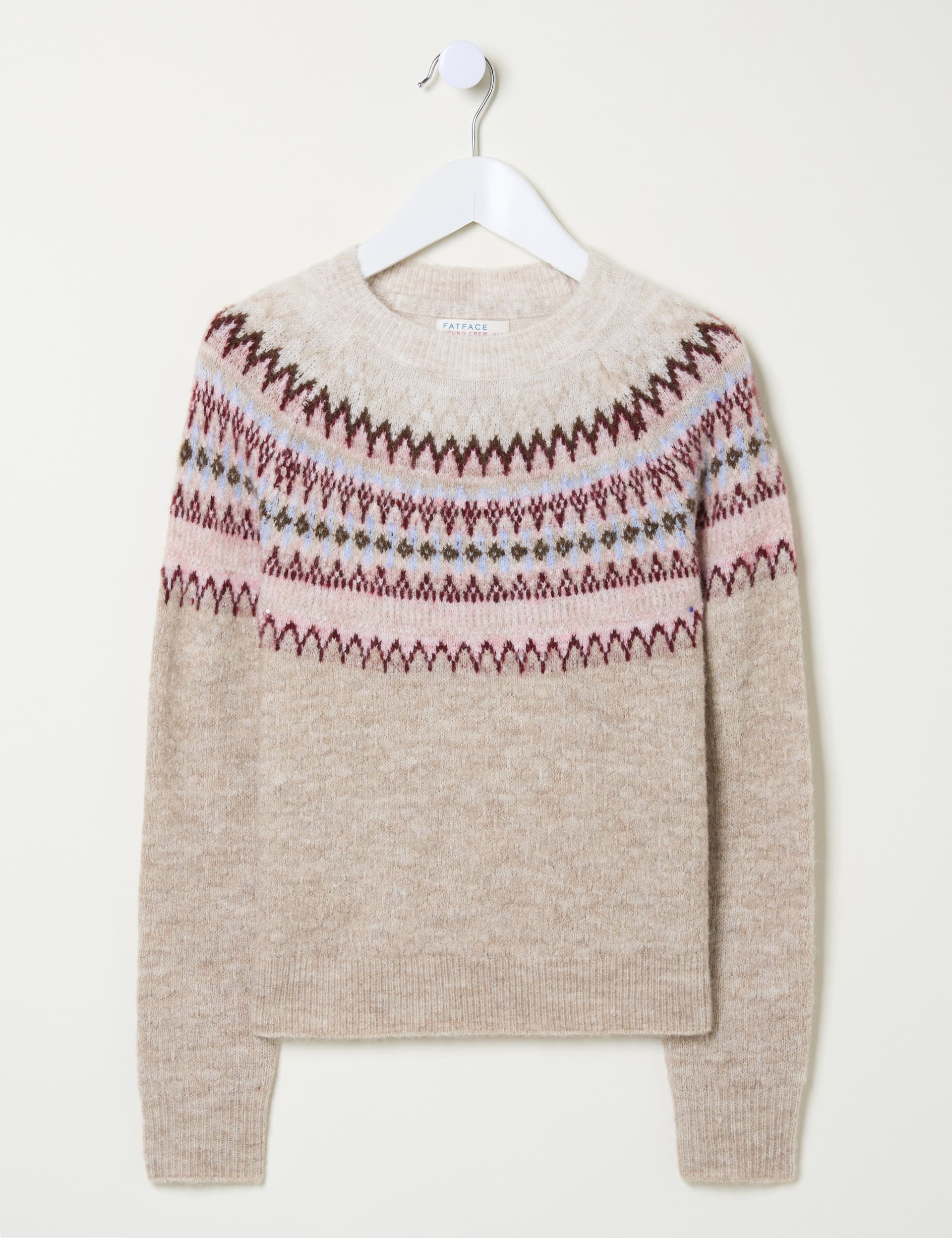 Fatface Girls Fair Isle Knitted Jumper (3-13 Yrs) - 8-9 Y - Natural Mix, Natural Mix