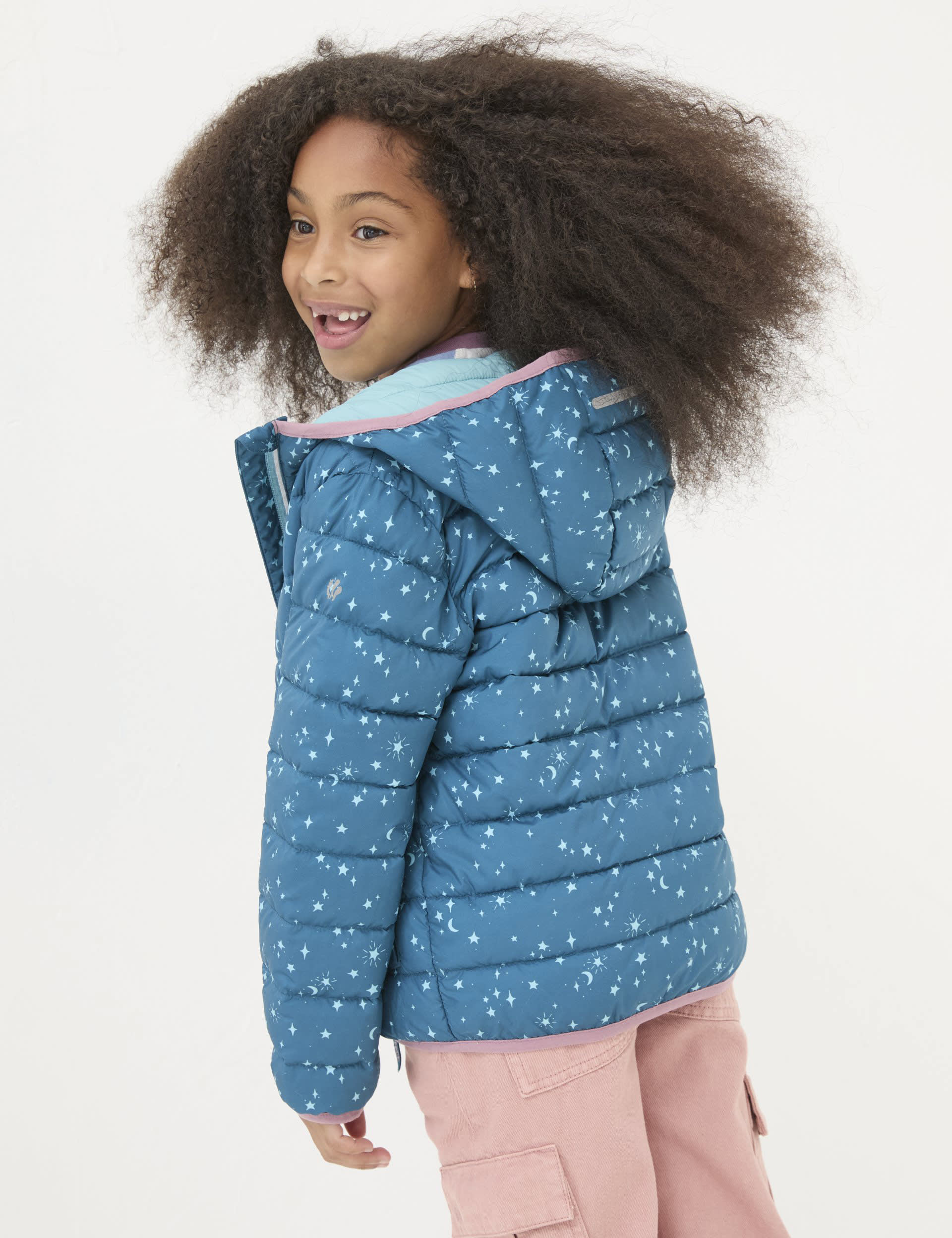 Fatface Girls Hooded Padded Star Jacket (3-13 Yrs) - 6-7 Y - Blue Mix, Blue Mix