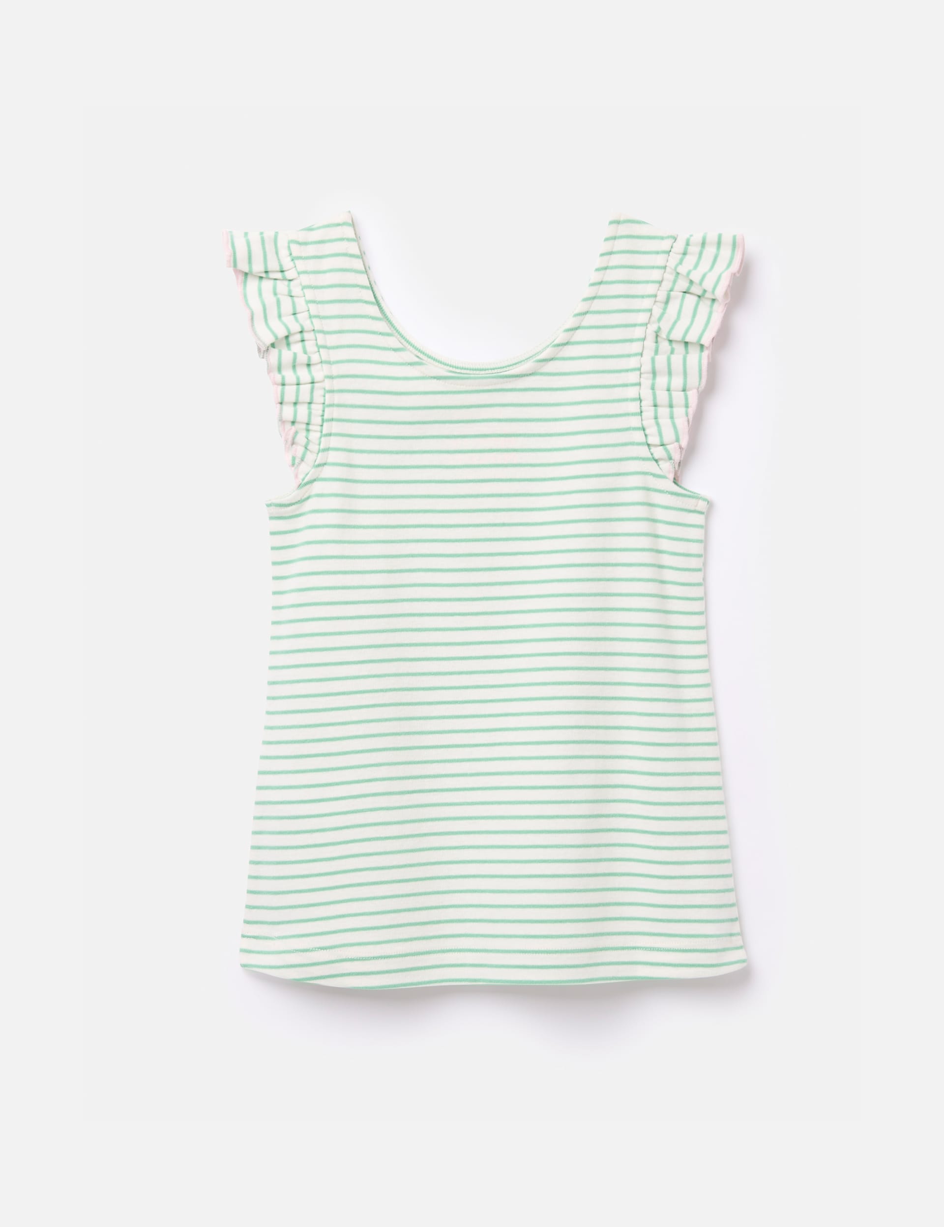 Joules Girls Pure Cotton Striped Vest (2-12 Yrs) - 2y - White Mix, White Mix