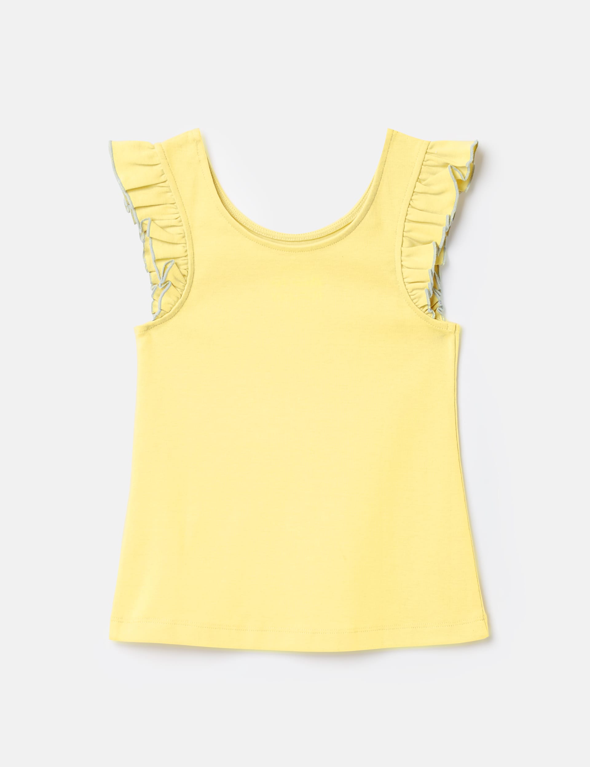 Joules Girls Pure Cotton Frill Vest (2-12 Yrs) - 2y - Yellow, Yellow